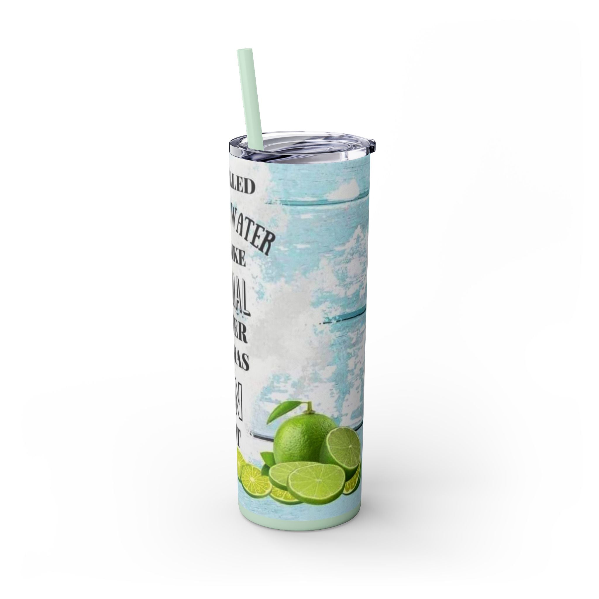 20oz Skinny Tumbler with Straw — Summer Water Tumbler