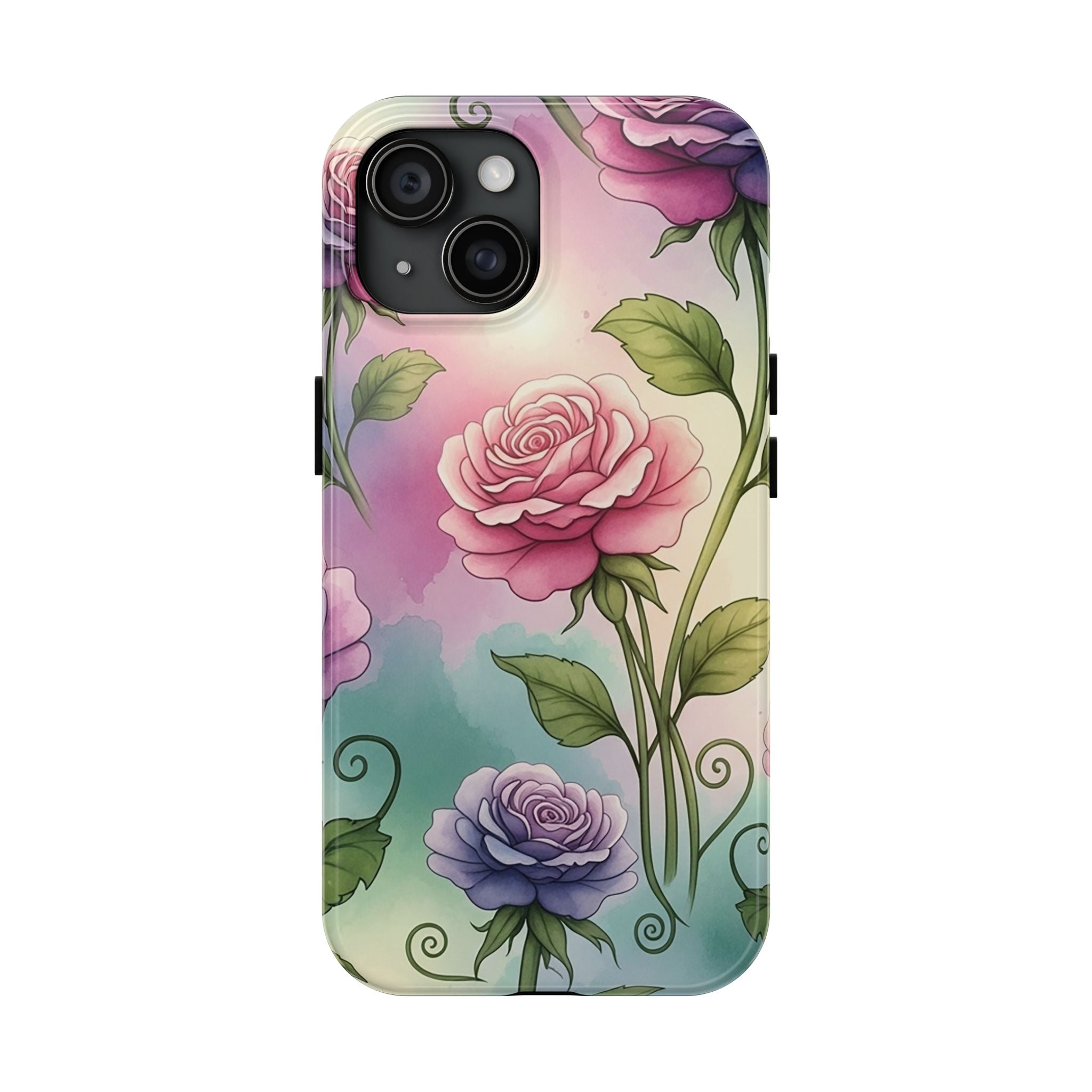 Floral Rose Tough Phone Case — Pastel Watercolor Protection