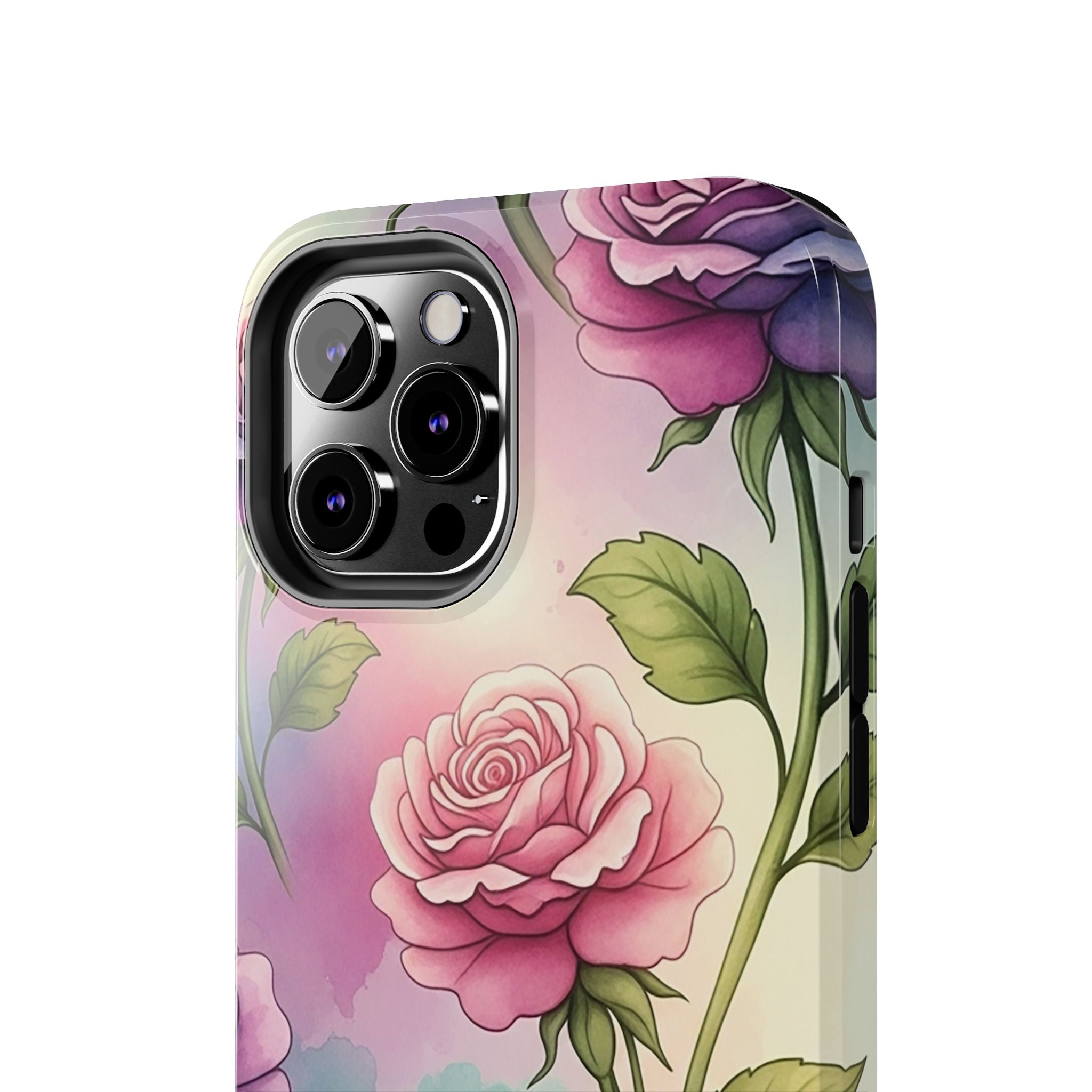 Floral Rose Tough Phone Case — Pastel Watercolor Protection