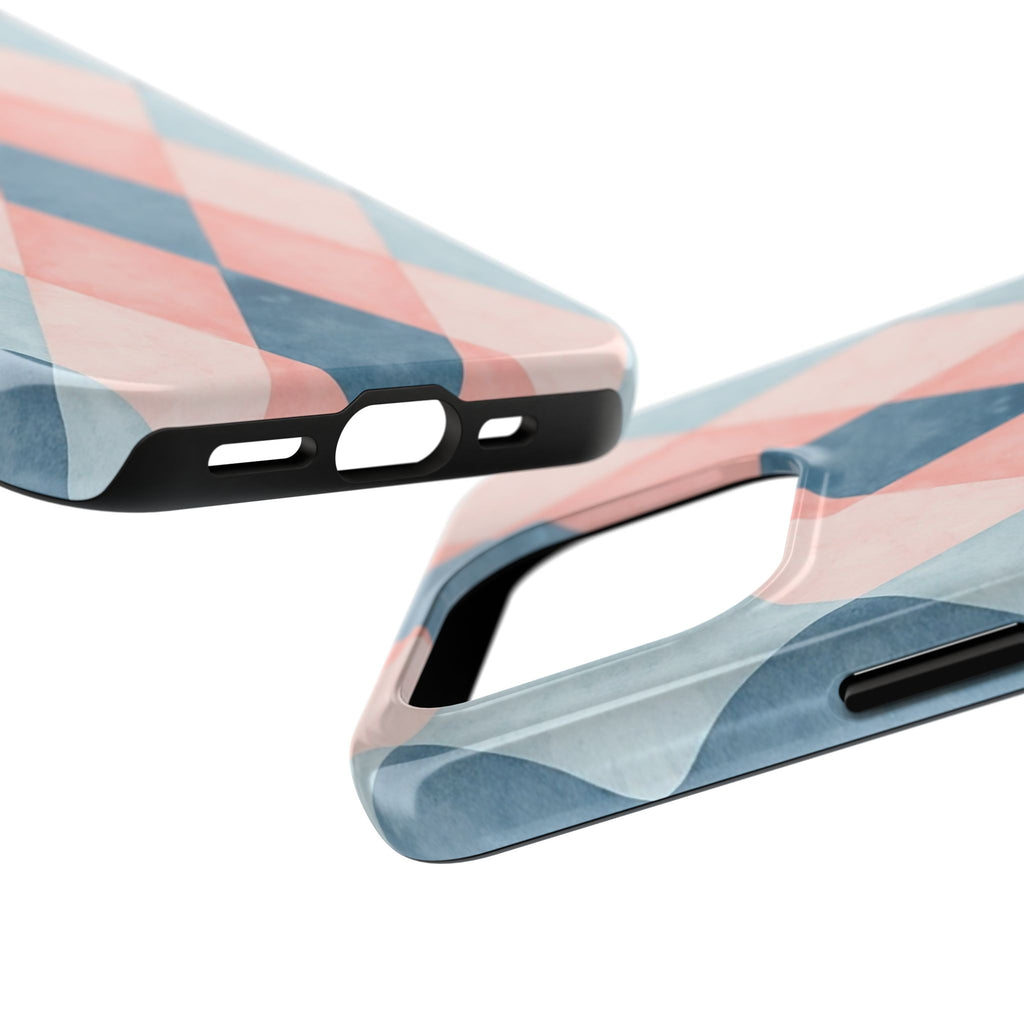 Pastel Harlequin Tough Phone Case — Blue & Pink Diamond Pattern