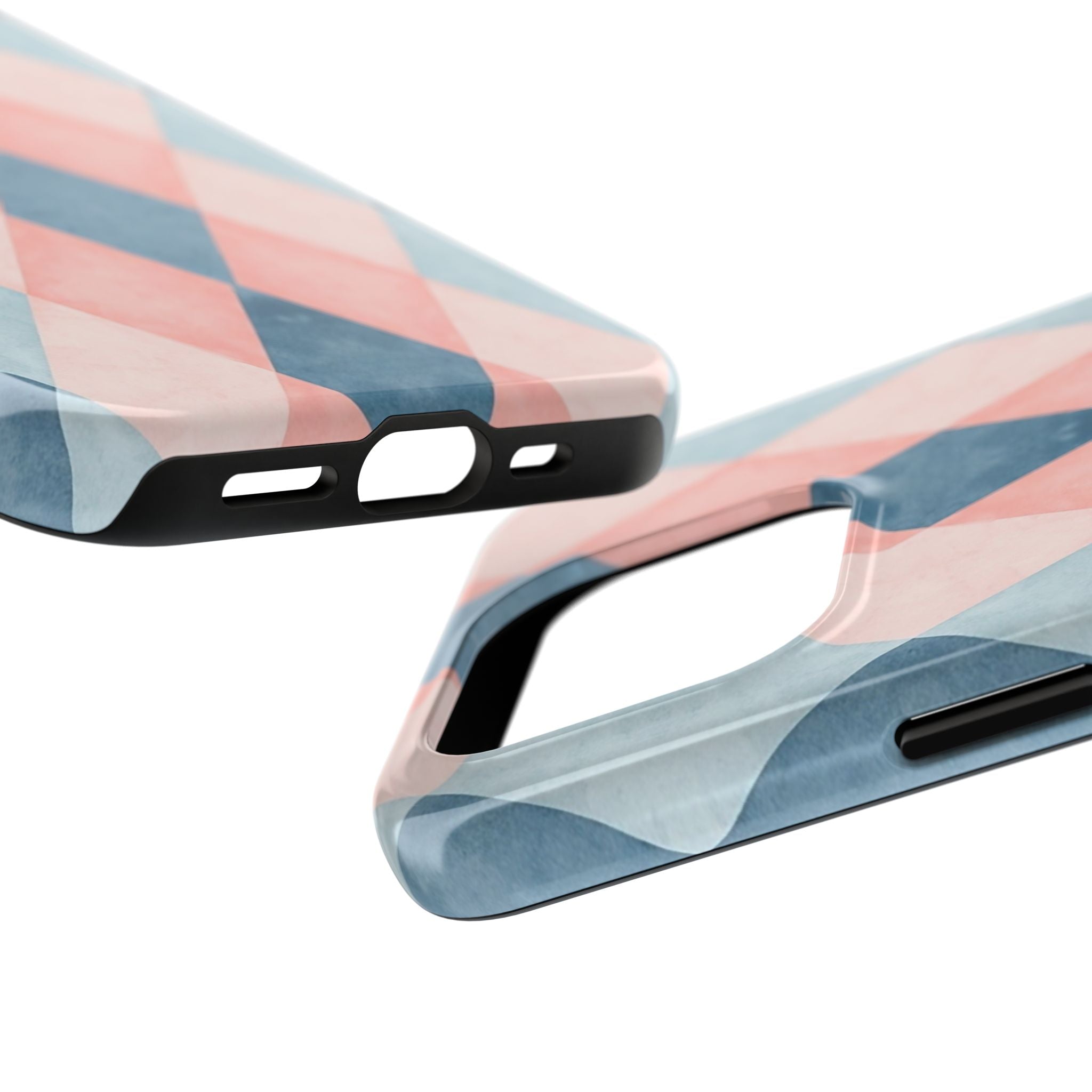 Pastel Harlequin Tough Phone Case — Blue & Pink Diamond Pattern