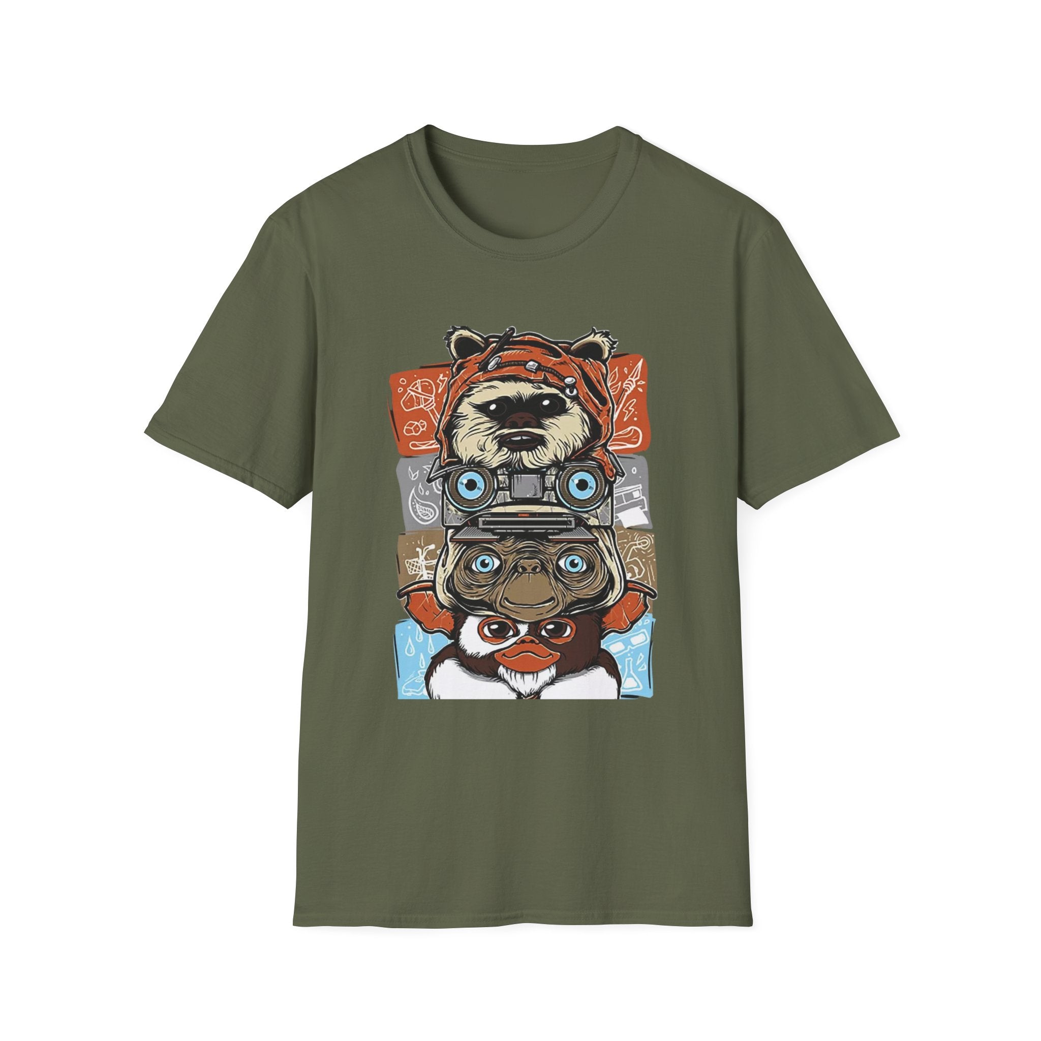 Retro Animal Stack T-Shirt — Vintage Owl, Fox & Raccoon Graphic Tee