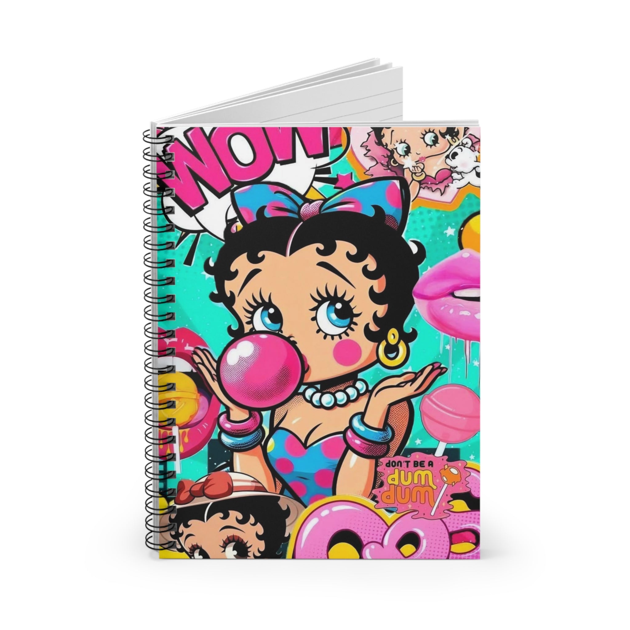 Betty Bubblegum Spiral Notebook — Colorful Pop Art Journal