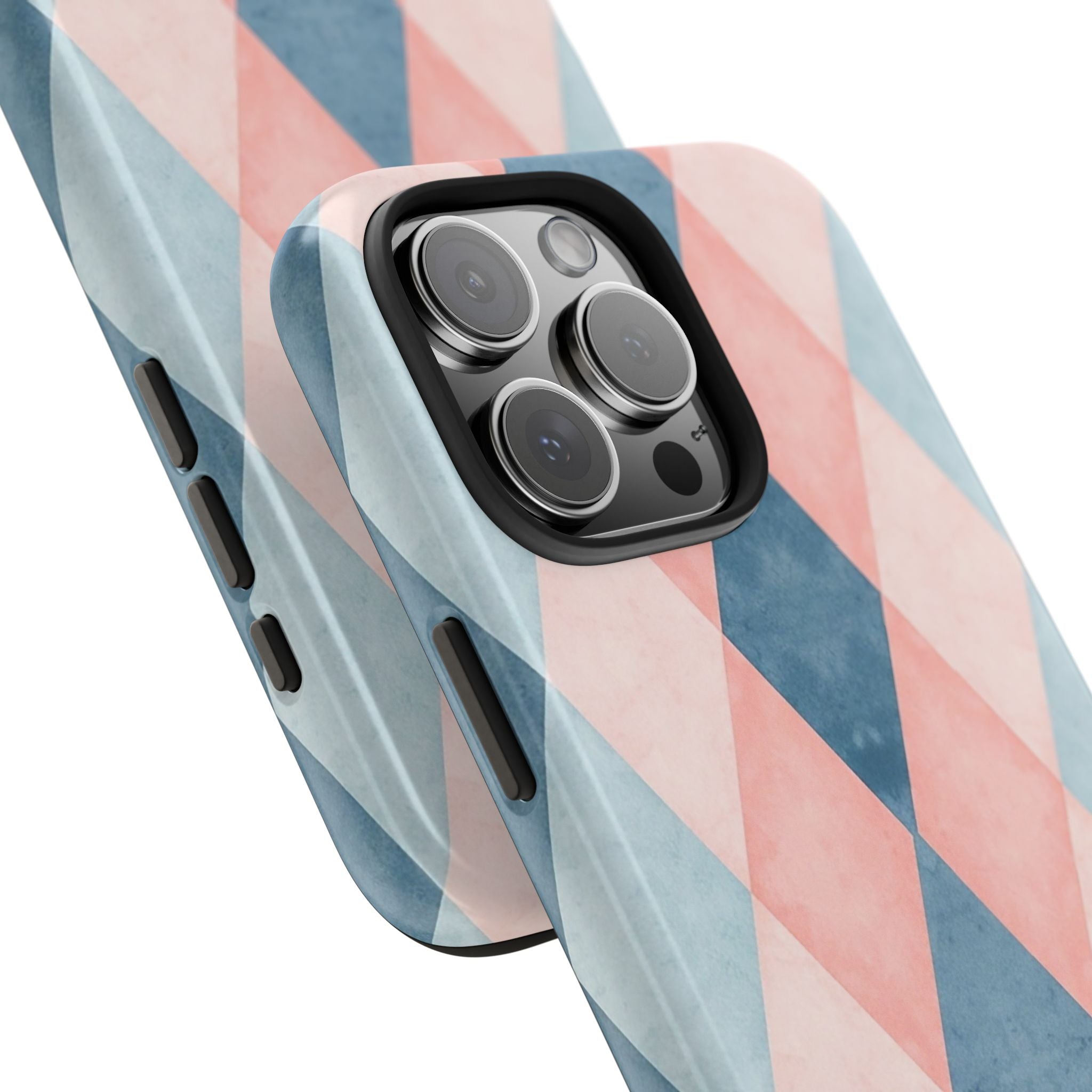 Pastel Harlequin Tough Phone Case — Blue & Pink Diamond Pattern