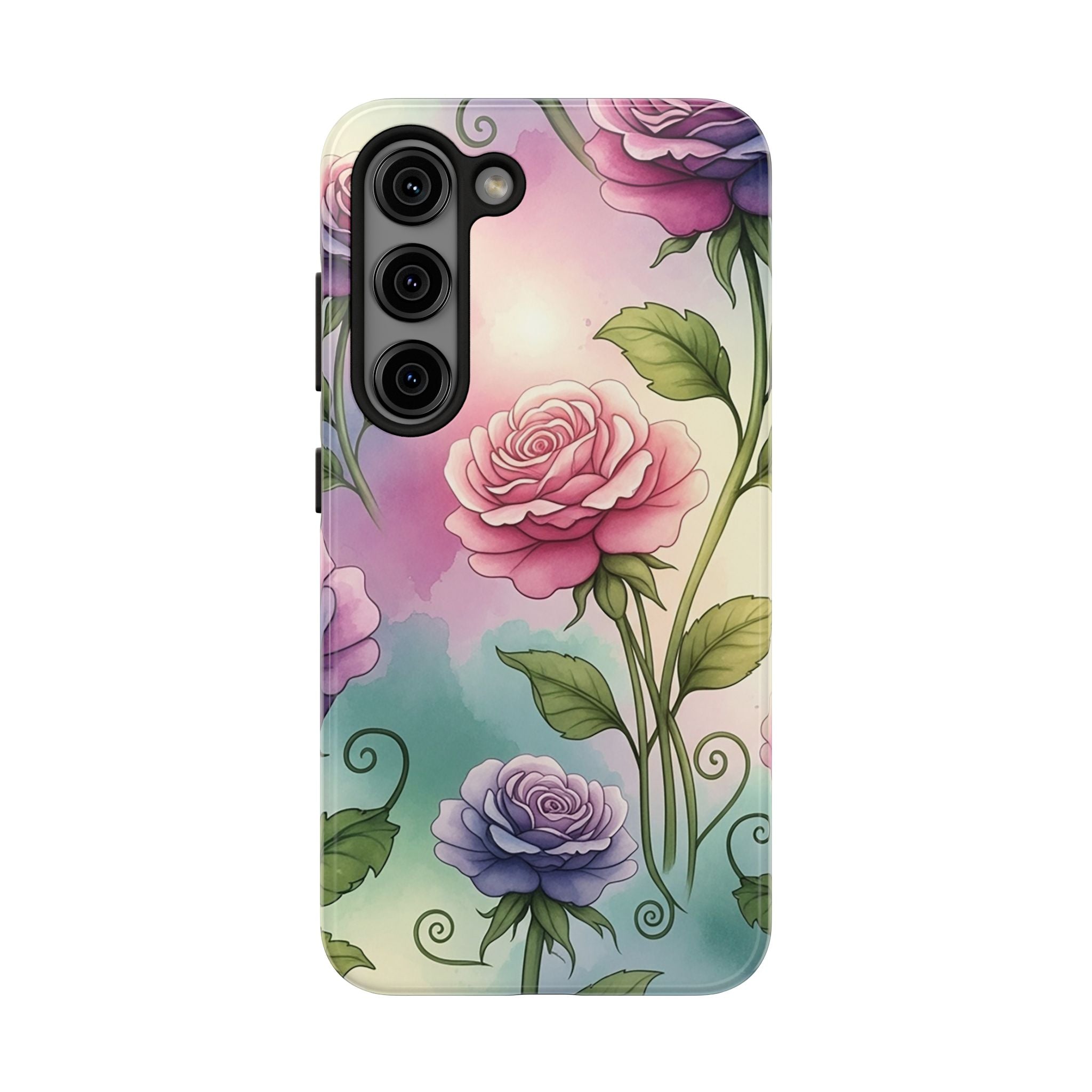 Floral Rose Tough Phone Case — Pastel Watercolor Protection
