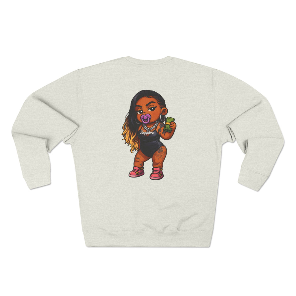Baddies Baby Crewneck Sweatshirt — Cute Badass Cartoon Graphic