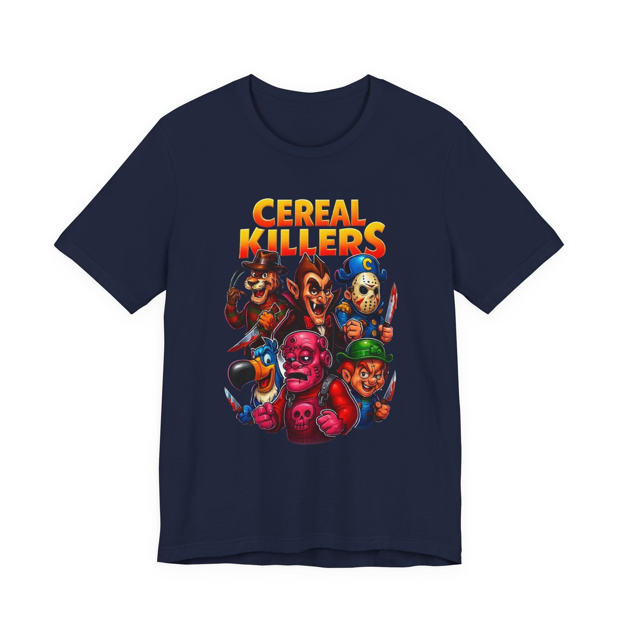 Cereal Killers Parody Horror Cartoon T-Shirt | Funny Cereal Villains Graphic Tee