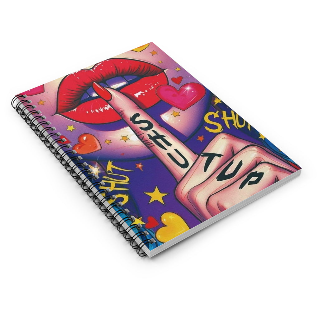 Notebook — Bold Pop-Art “Shh…Shut Up” Lips Journal