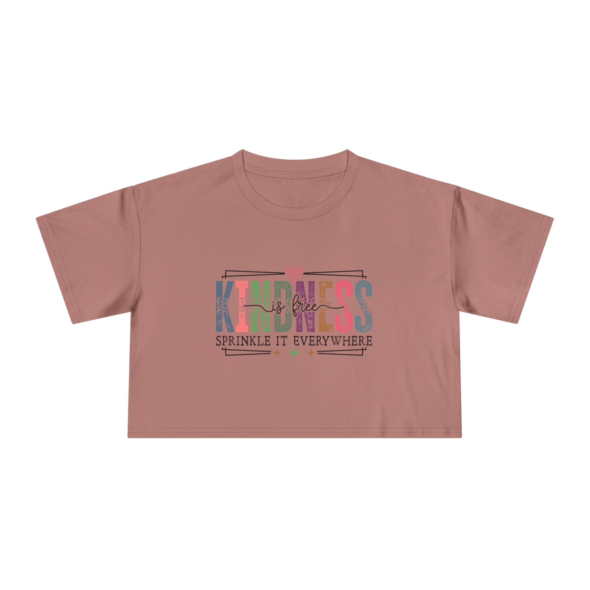 Crop Tee — "Kindness: Sprinkle It Everywhere" Floral Graphic