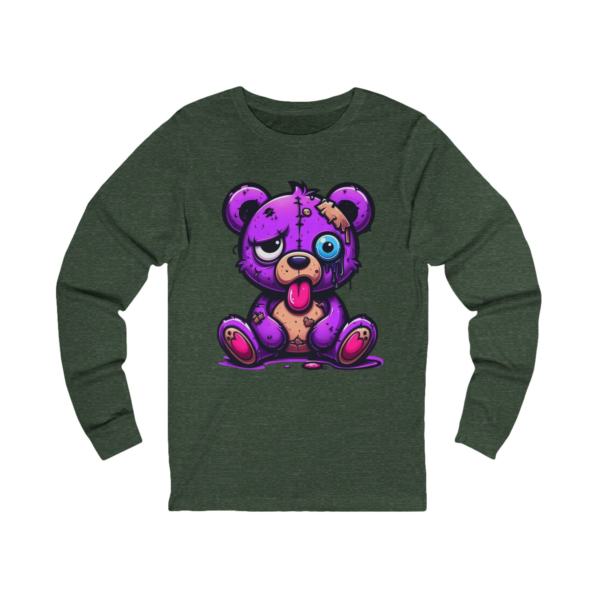 Bear Graphic Long Sleeve Tee — Cute Bear Shirt for Casual Wear