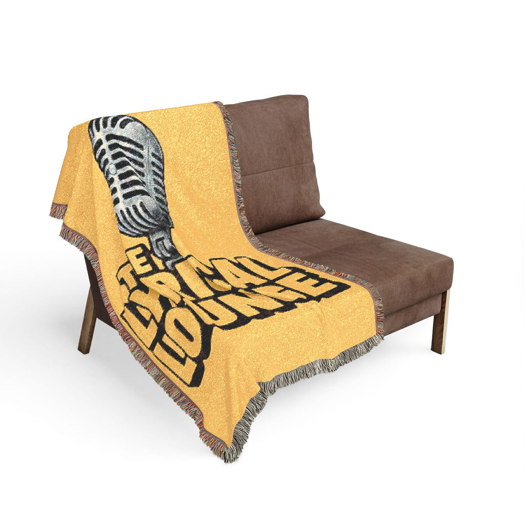 The Lyrical Lounge Woven Blanket — Retro Microphone Music Throw