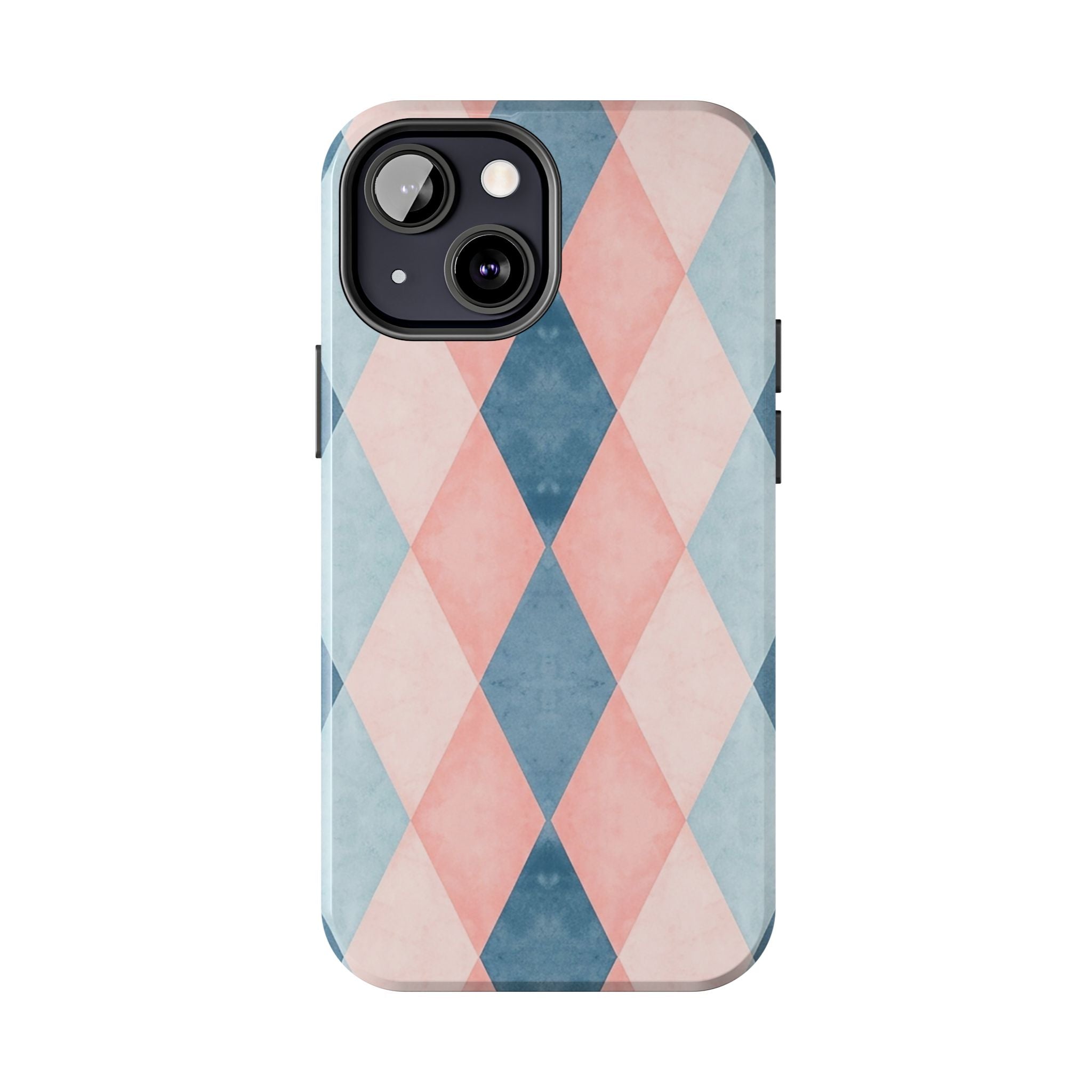 Pastel Harlequin Tough Phone Case — Blue & Pink Diamond Pattern