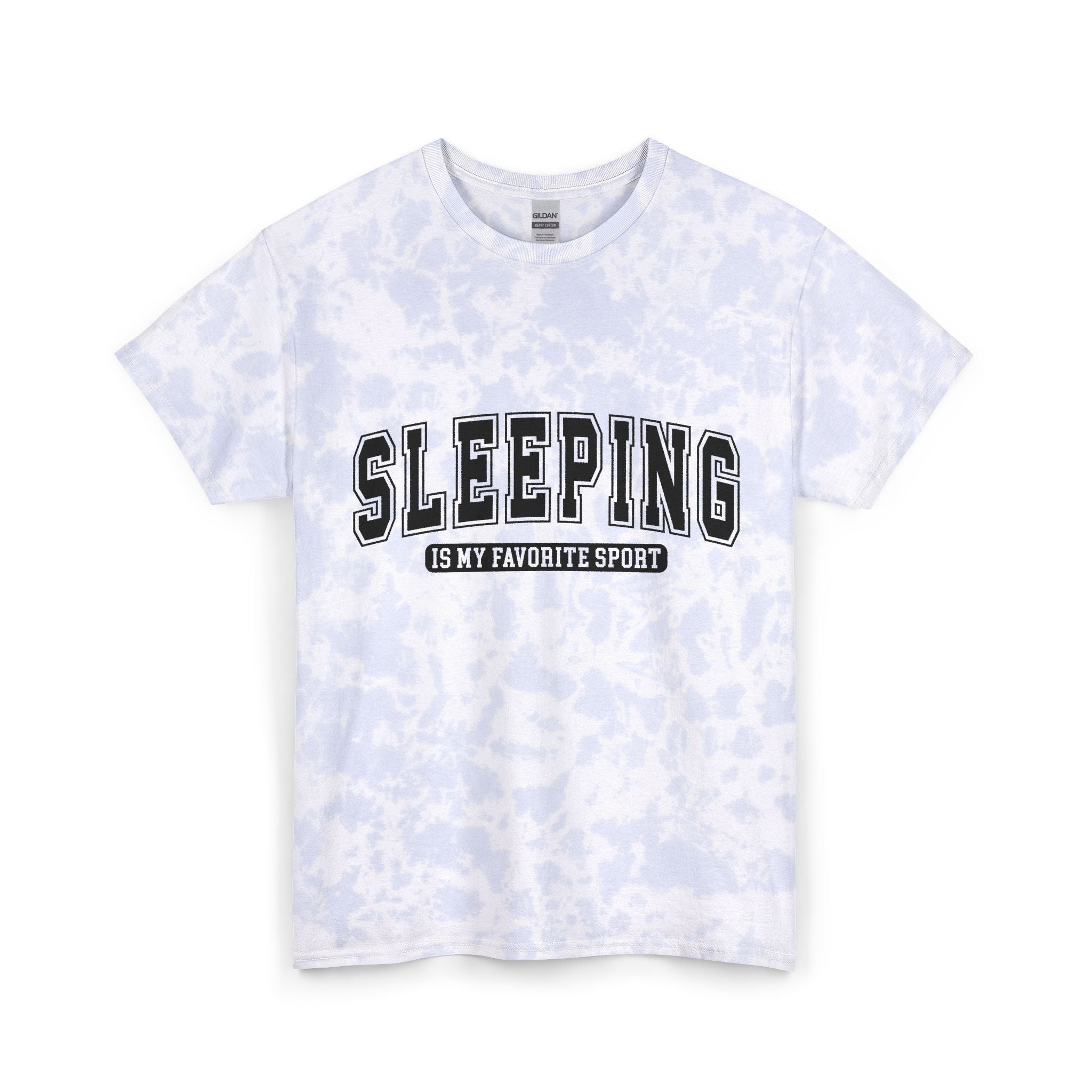 Sleeping Is My Favorite Sport Tie-Dye Tee — Blue Cotton T-Shirt