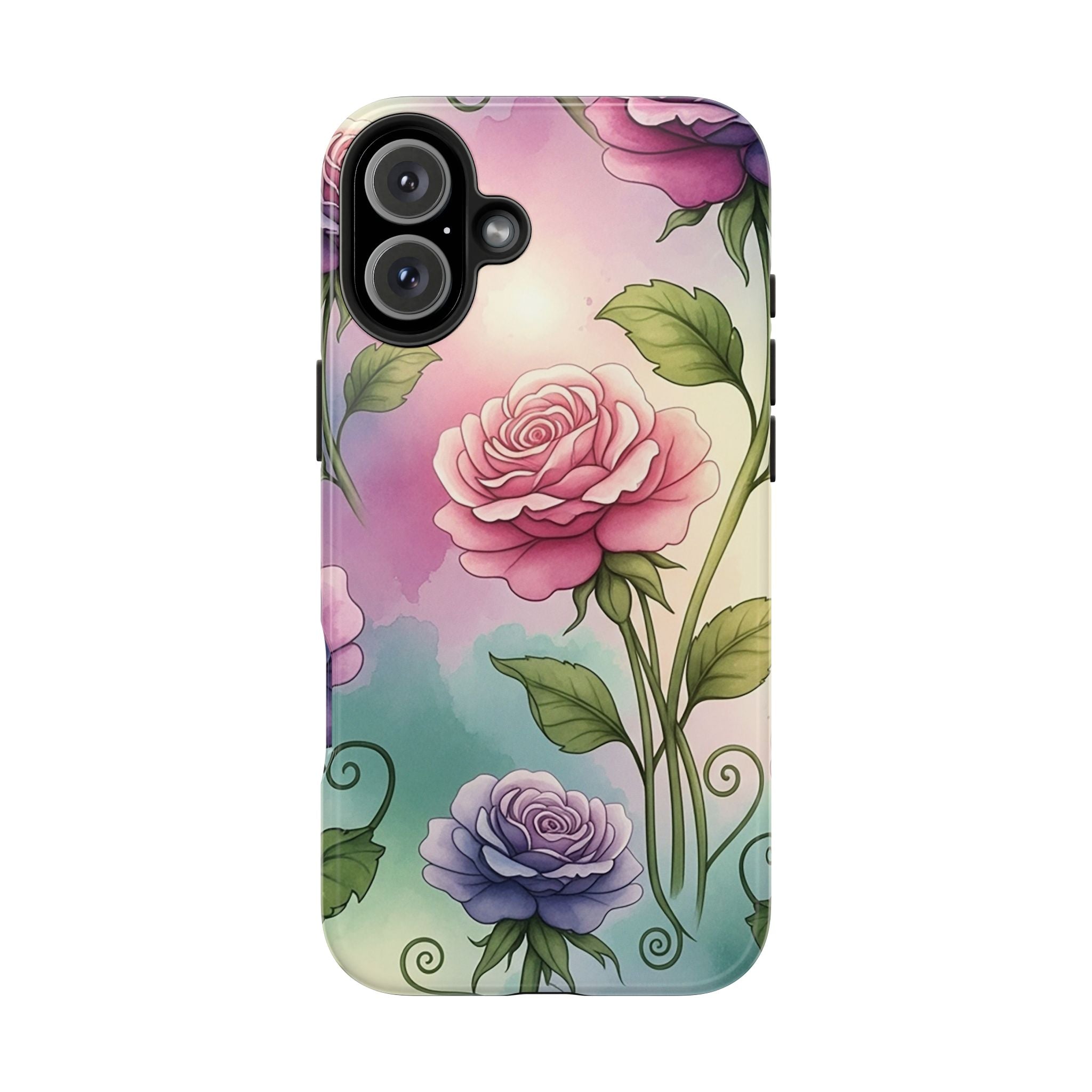 Floral Rose Tough Phone Case — Pastel Watercolor Protection