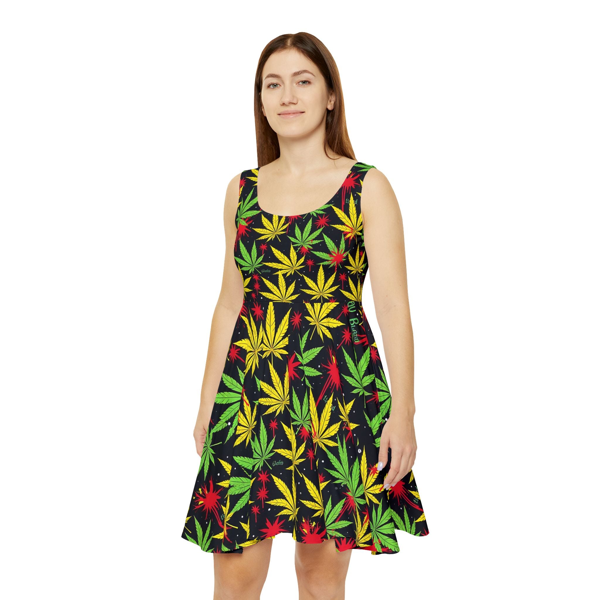 Rasta Leaf Skater Dress