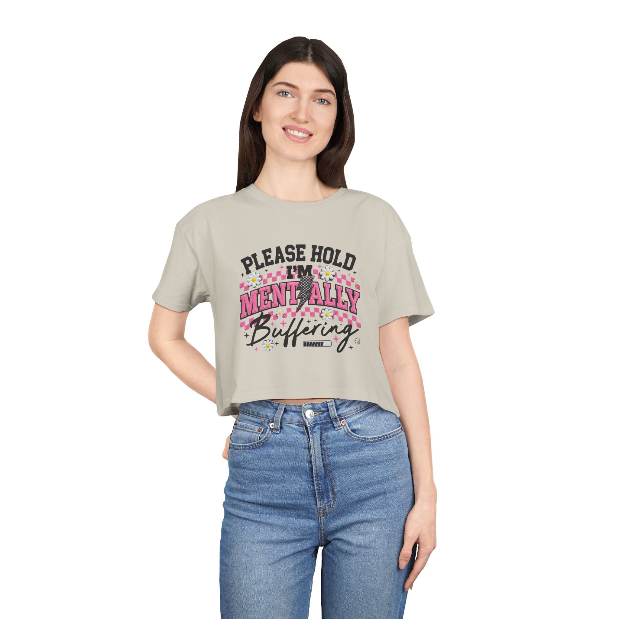 Please Hold I[0m'm Mentally Buffering Crop Tee