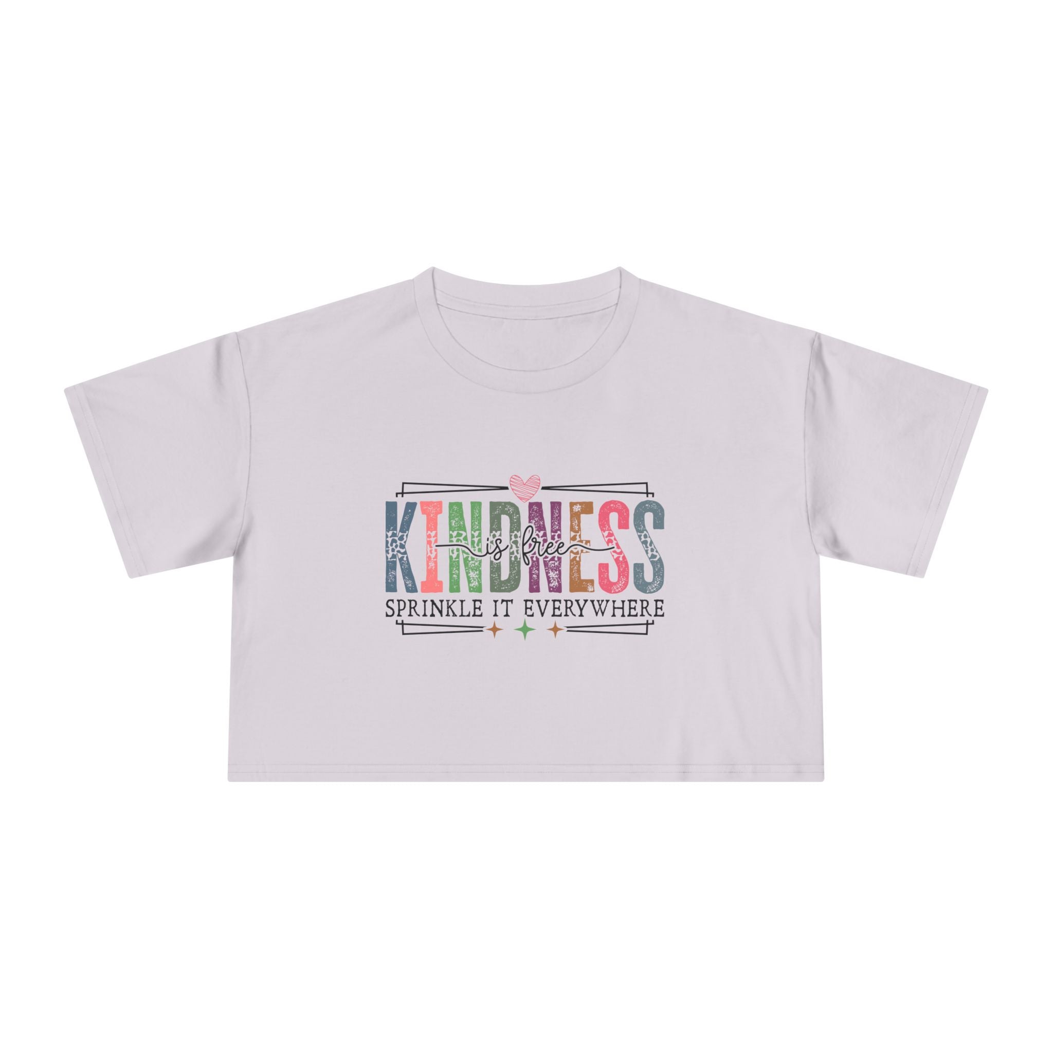 Crop Tee — "Kindness: Sprinkle It Everywhere" Floral Graphic