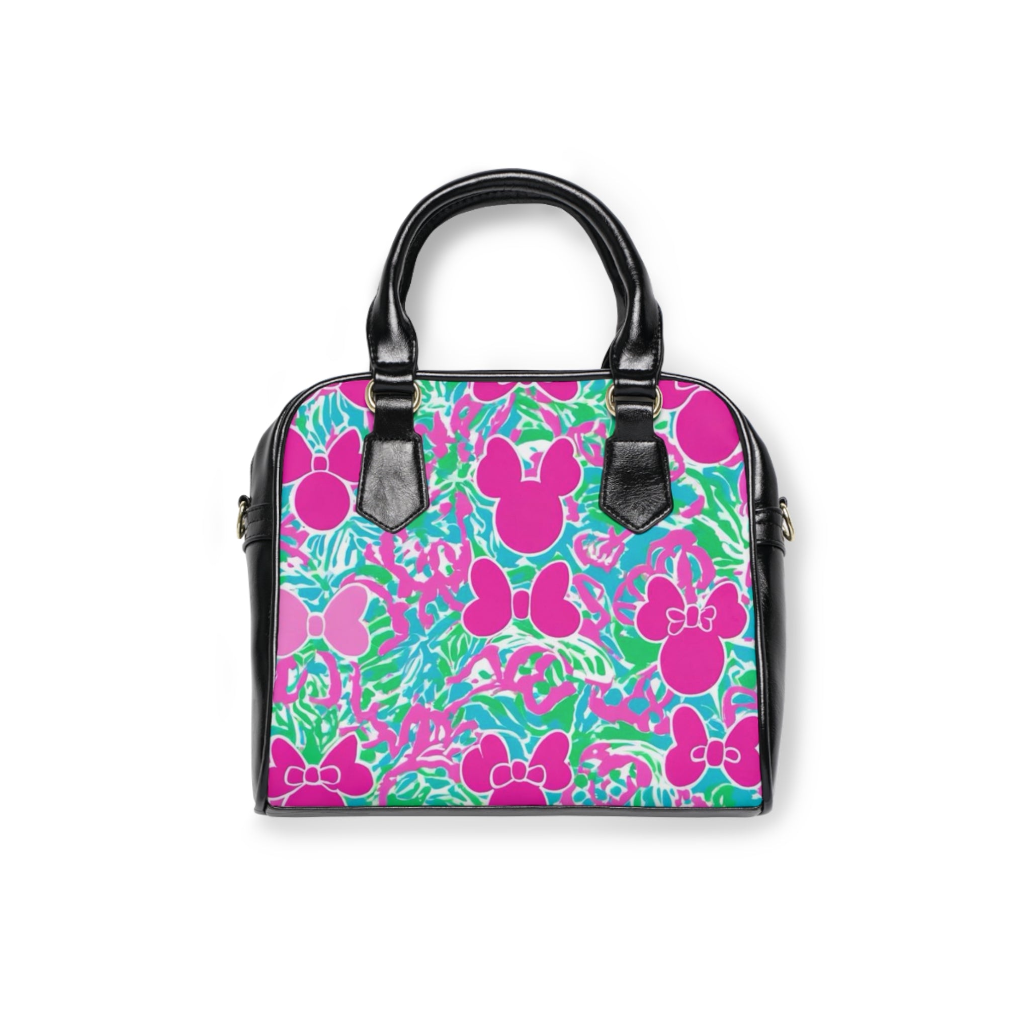 Minnie Floral Shoulder Handbag — Pink & Teal Tropical Pattern