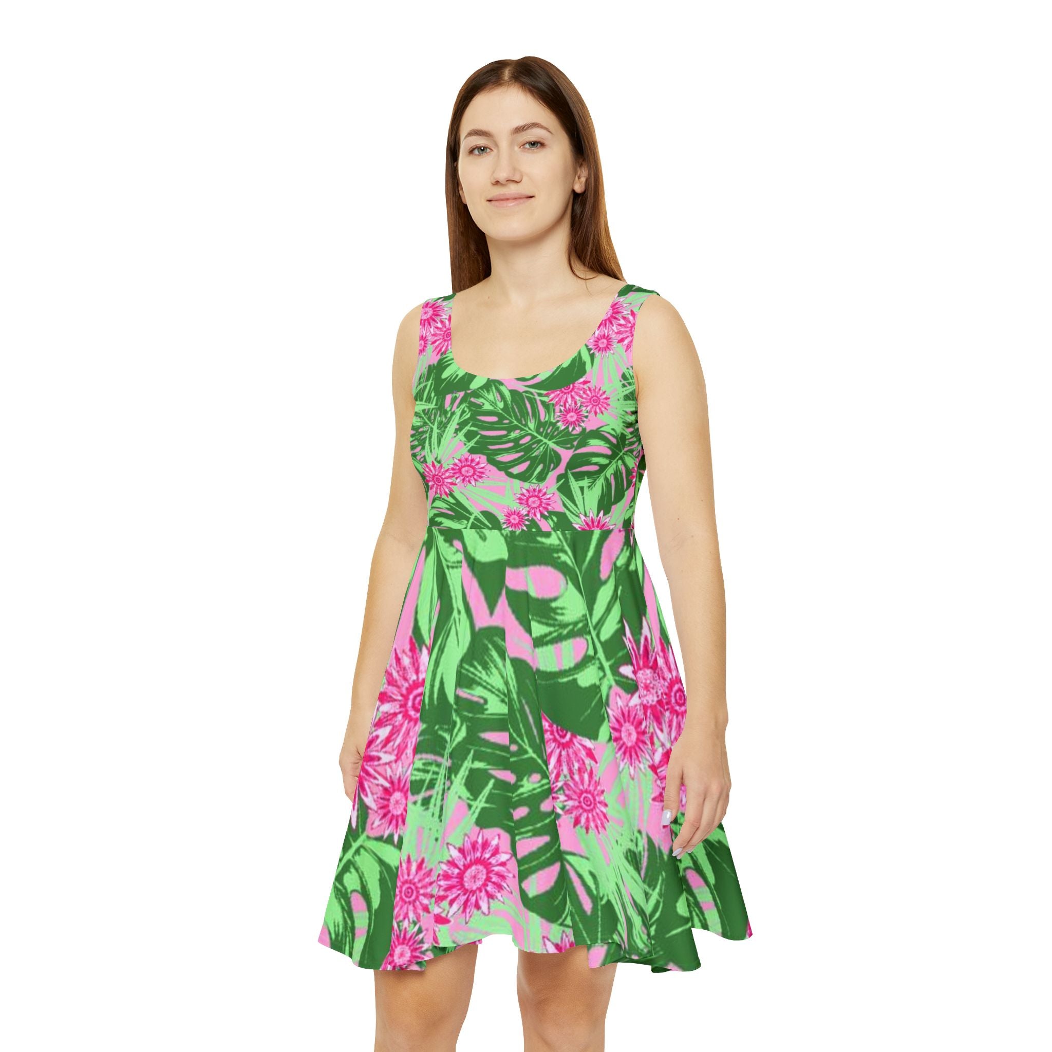 Copy of Skater Dress — Tropical Pink Floral All-Over Print