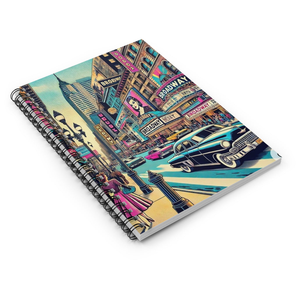 Broadway Retro Spiral Notebook — Vintage Cityscape Ruled Journal