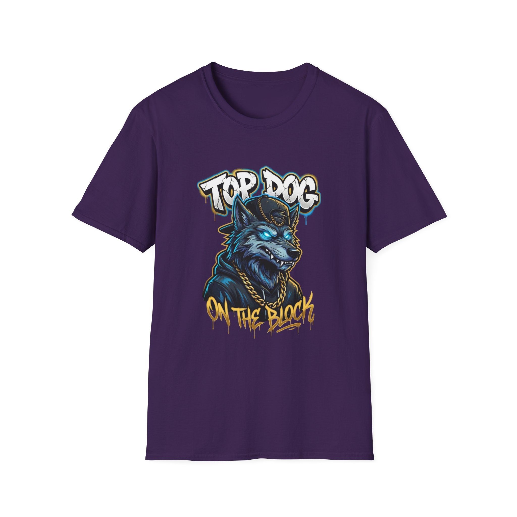 Top Dog On The Block Graphic T-Shirt — Bold Blue Wolf Streetwear Tee