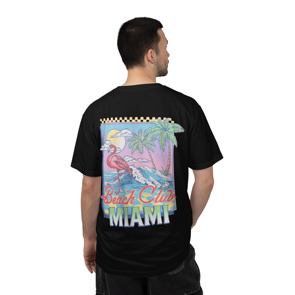 Miami Beach Club T‑Shirt — Retro Flamingo Tropical Floral Graphic Tee