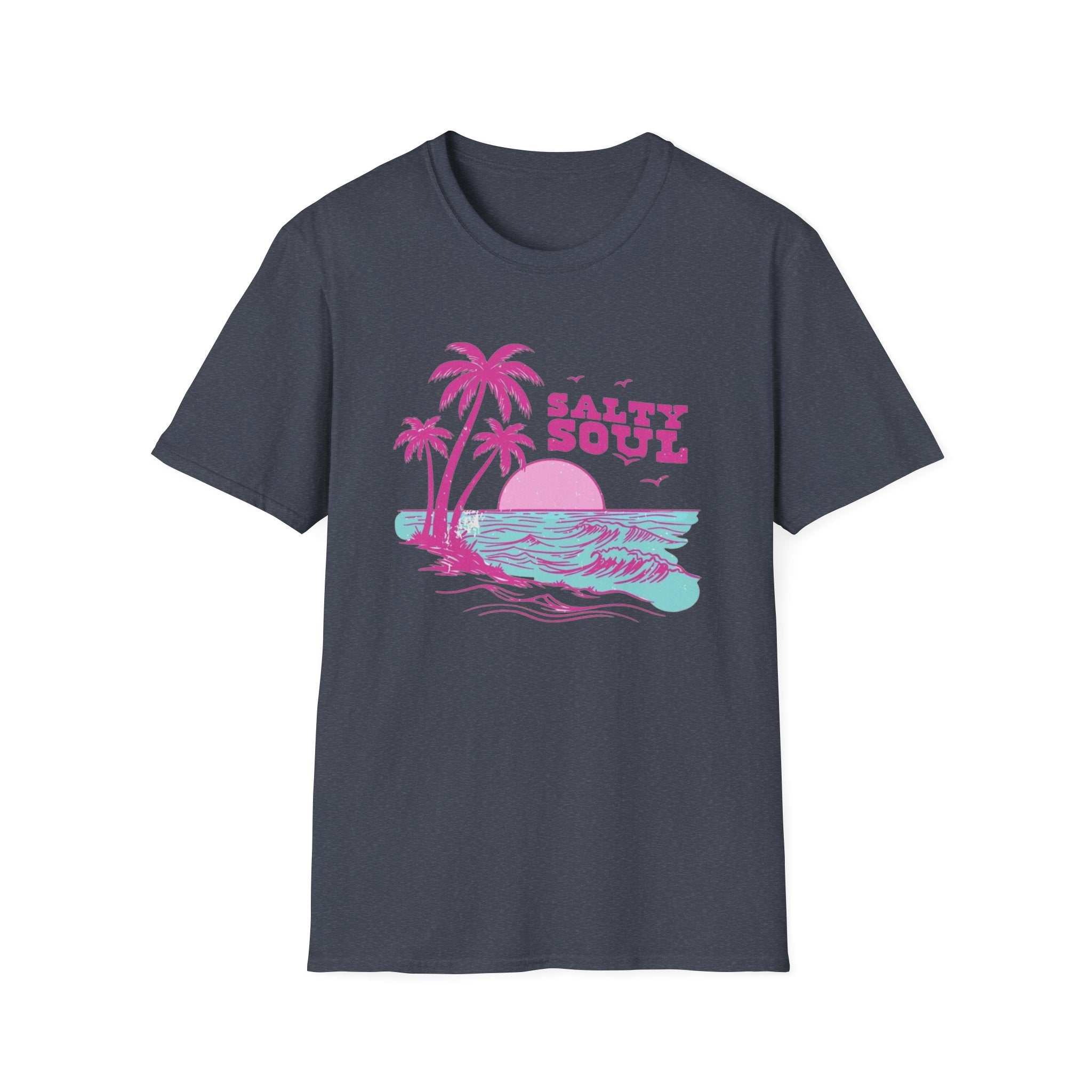 Salty Soul Beach T-Shirt — Sun, Palm Trees & Waves Graphic Tee