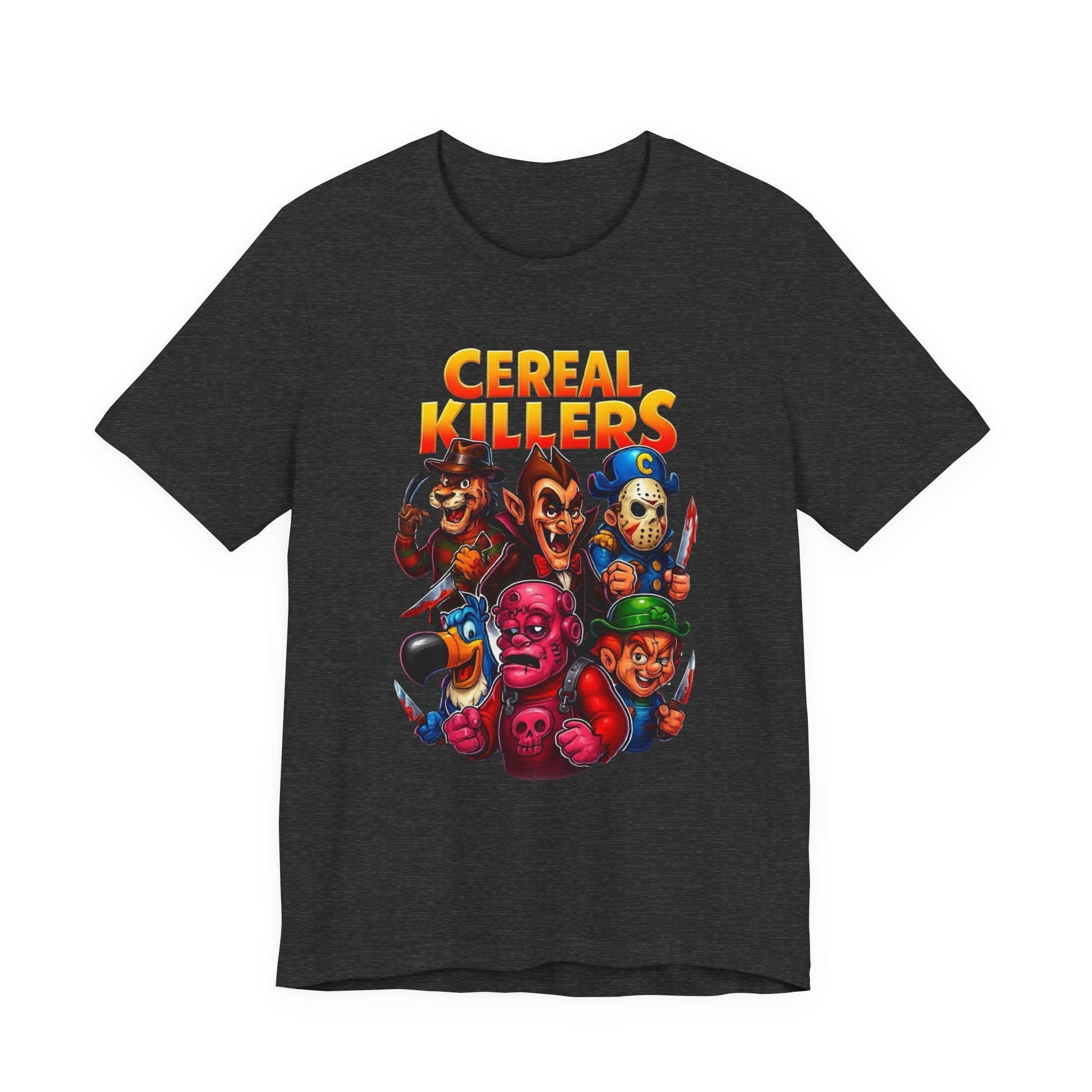 Cereal Killers Parody Horror Cartoon T-Shirt | Funny Cereal Villains Graphic Tee