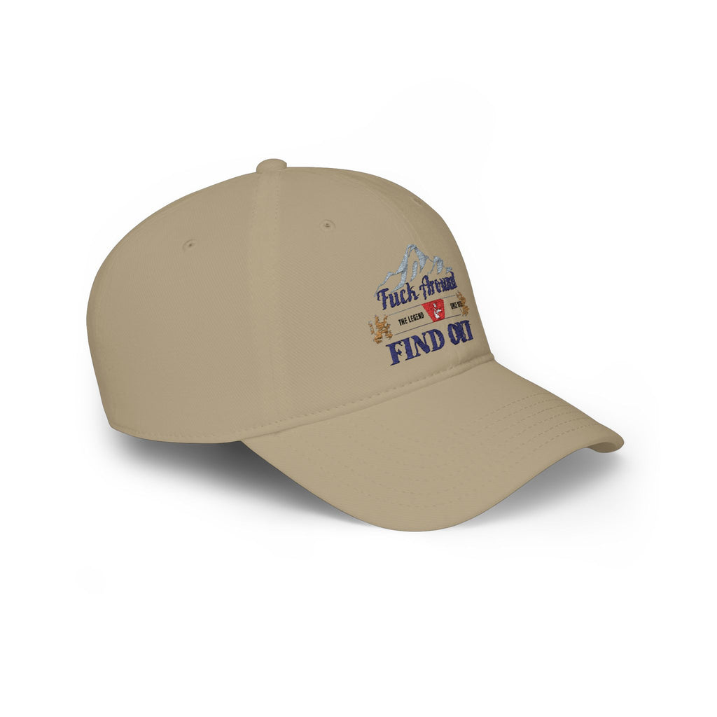 Low Profile Baseball Cap — 'Fuck Around, Find Out' Mountain Embroidered Hat