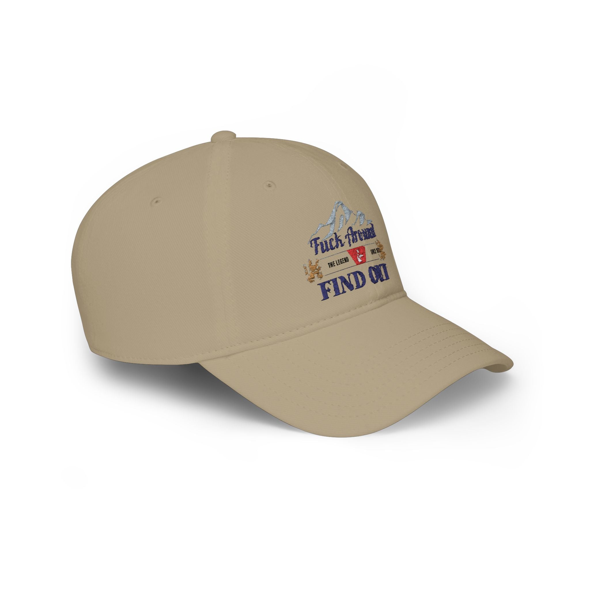 Low Profile Baseball Cap — 'Fuck Around, Find Out' Mountain Embroidered Hat