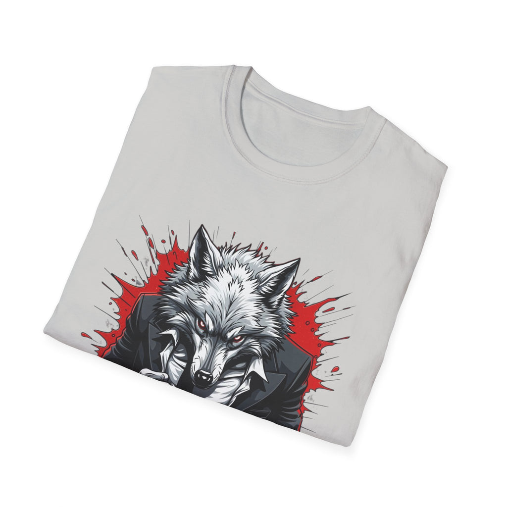 Wolf Suit T-Shirt — Wolf in Suit Graphic Tee (Bold Red Splash)