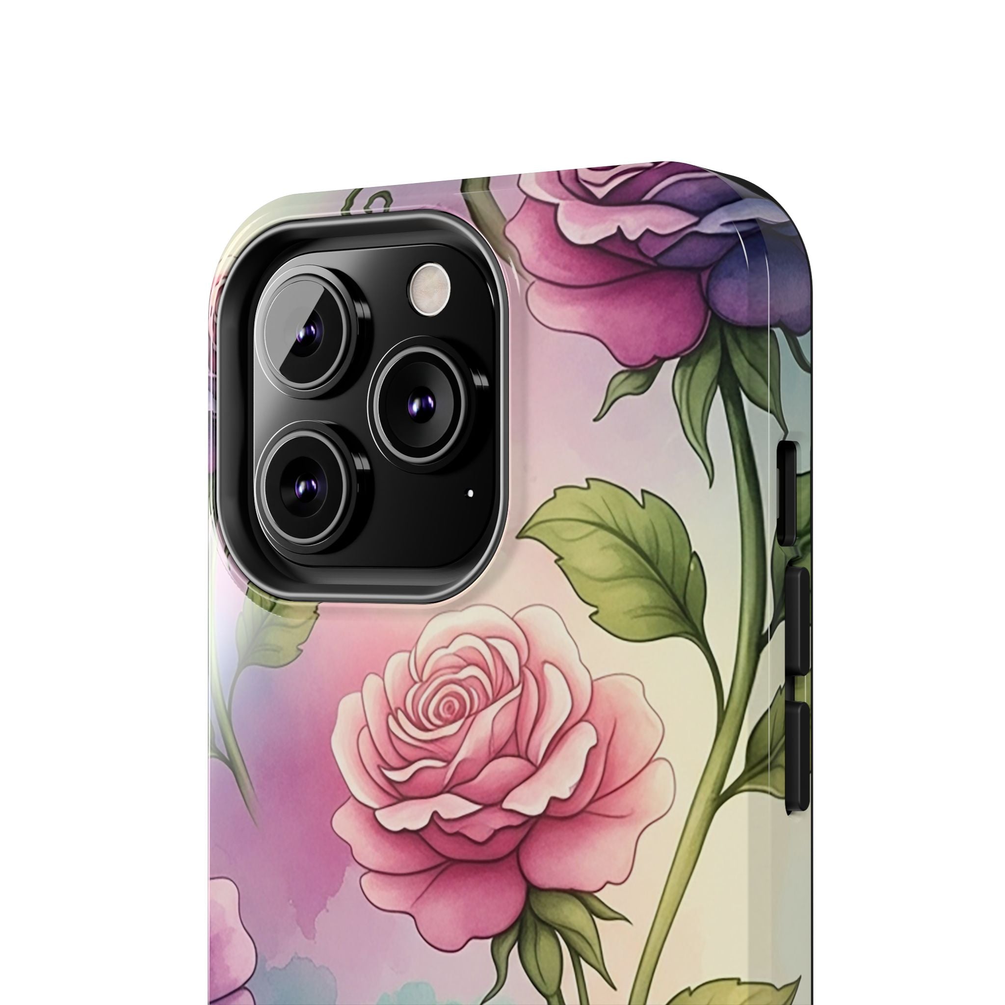 Floral Rose Tough Phone Case — Pastel Watercolor Protection