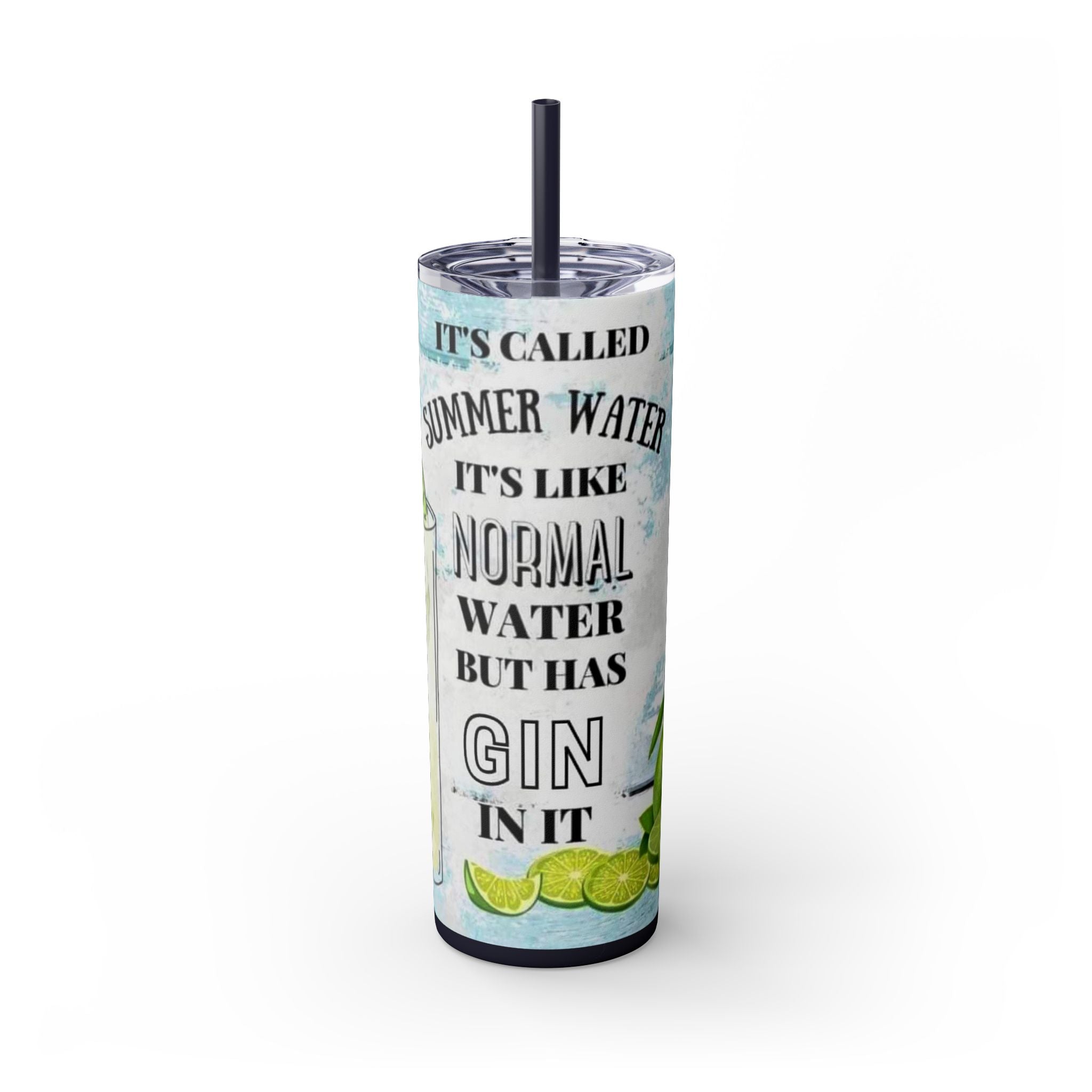 20oz Skinny Tumbler with Straw — Summer Water Tumbler