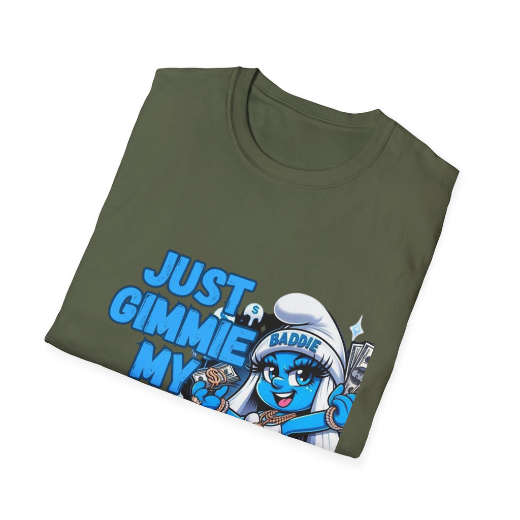 Just Gimmie My Money T-Shirt — Cute Blue Character Graphic Tee