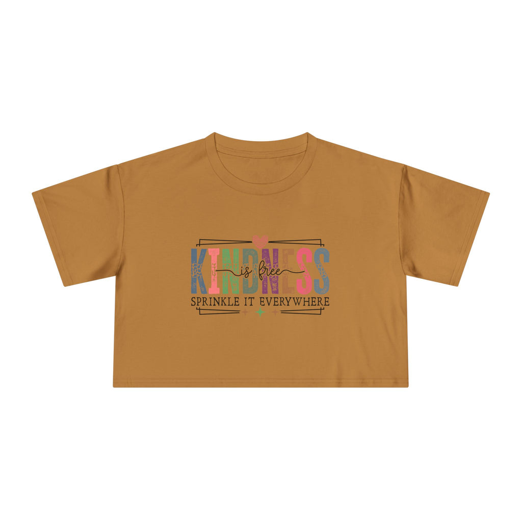 Crop Tee — "Kindness: Sprinkle It Everywhere" Floral Graphic