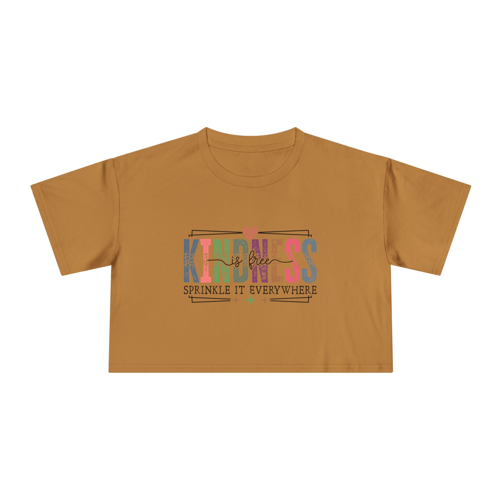Crop Tee — "Kindness: Sprinkle It Everywhere" Floral Graphic