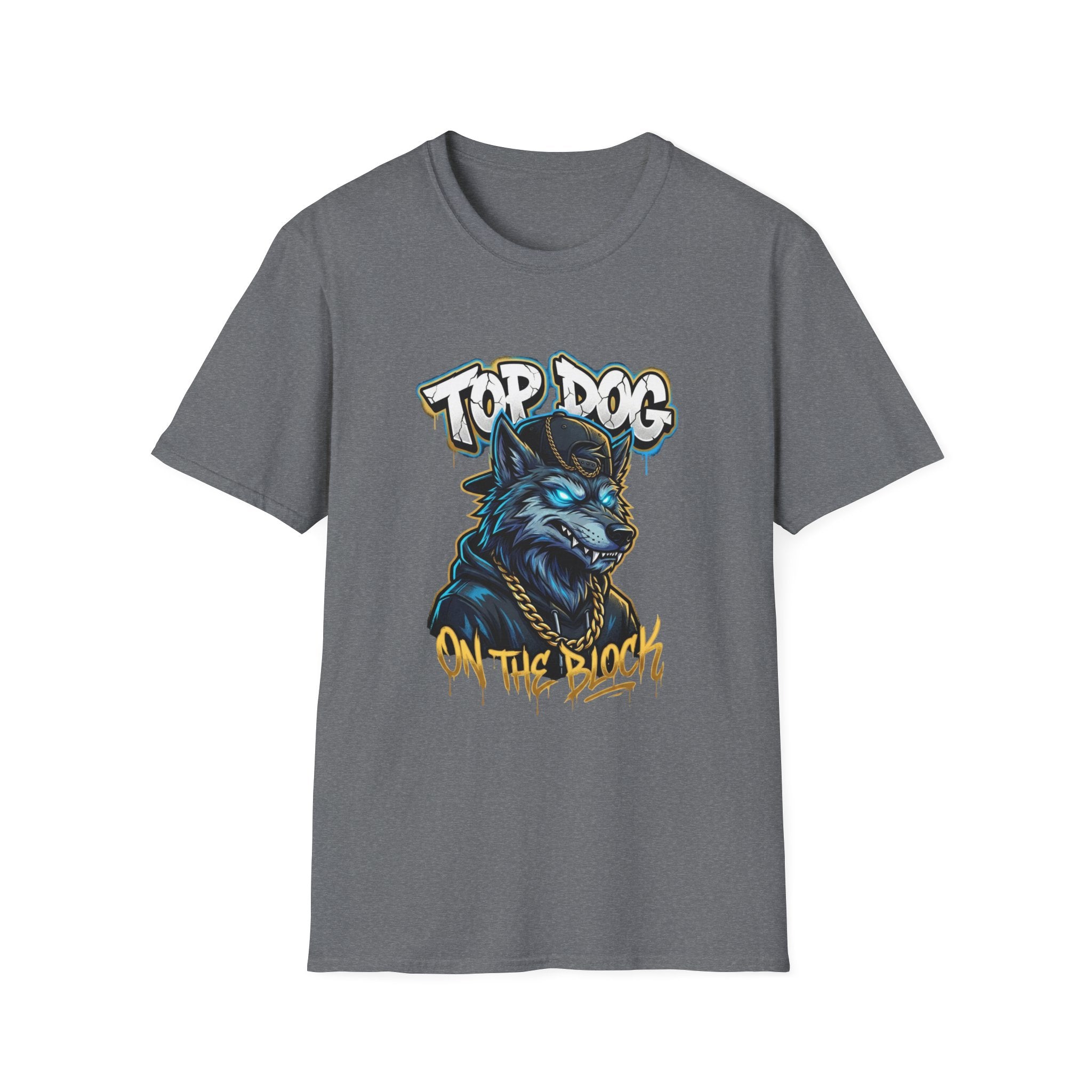 Top Dog On The Block Graphic T-Shirt — Bold Blue Wolf Streetwear Tee