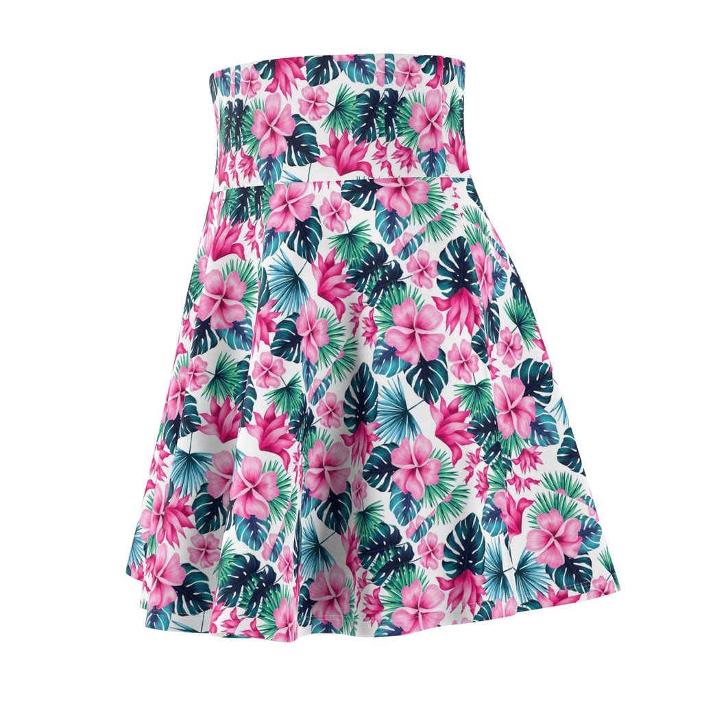 Tropical Floral Skater Skirt — Pink Hibiscus AOP Print