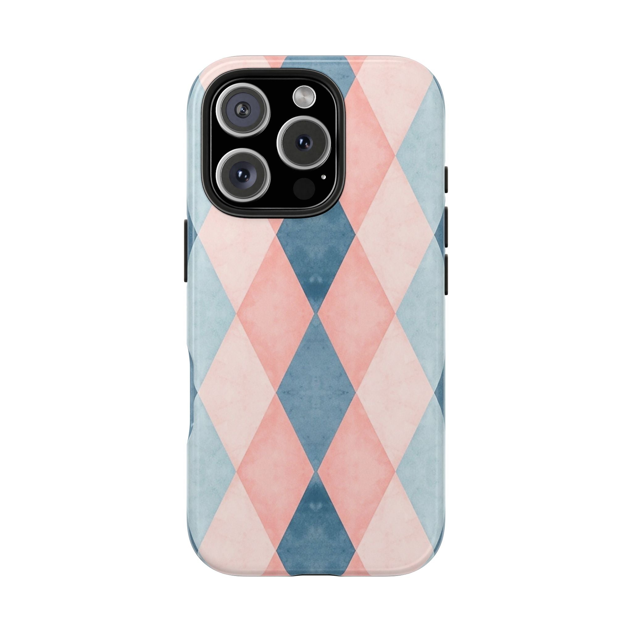 Pastel Harlequin Tough Phone Case — Blue & Pink Diamond Pattern