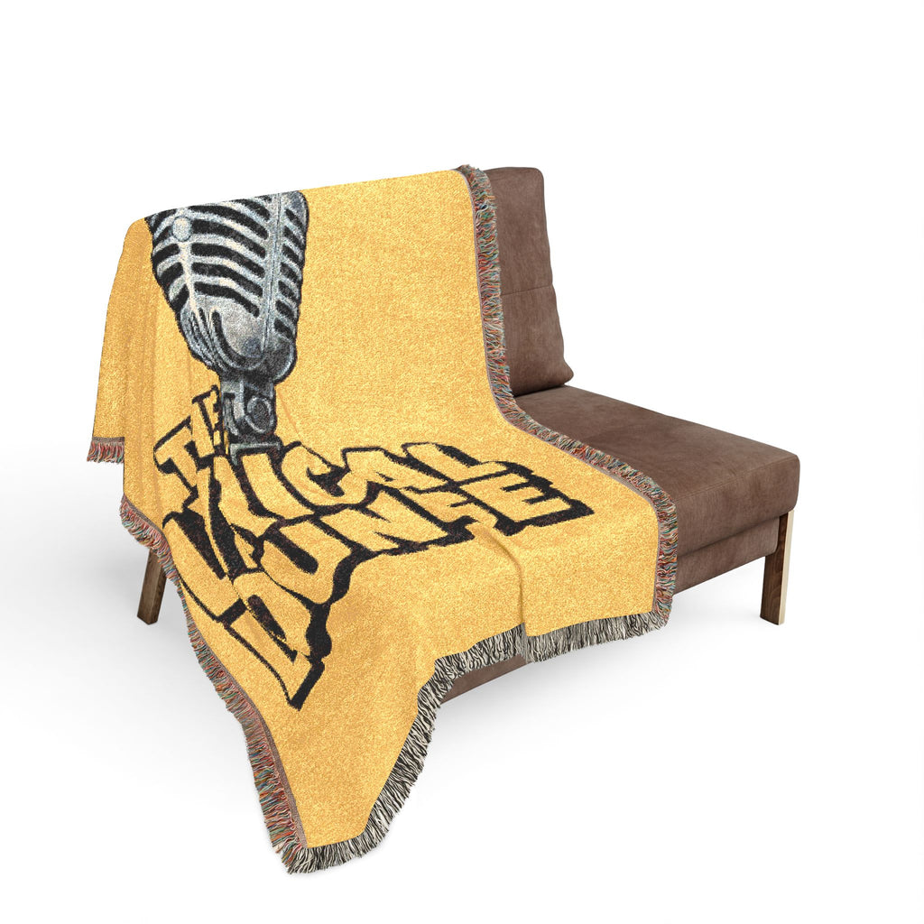 The Lyrical Lounge Woven Blanket — Retro Microphone Music Throw