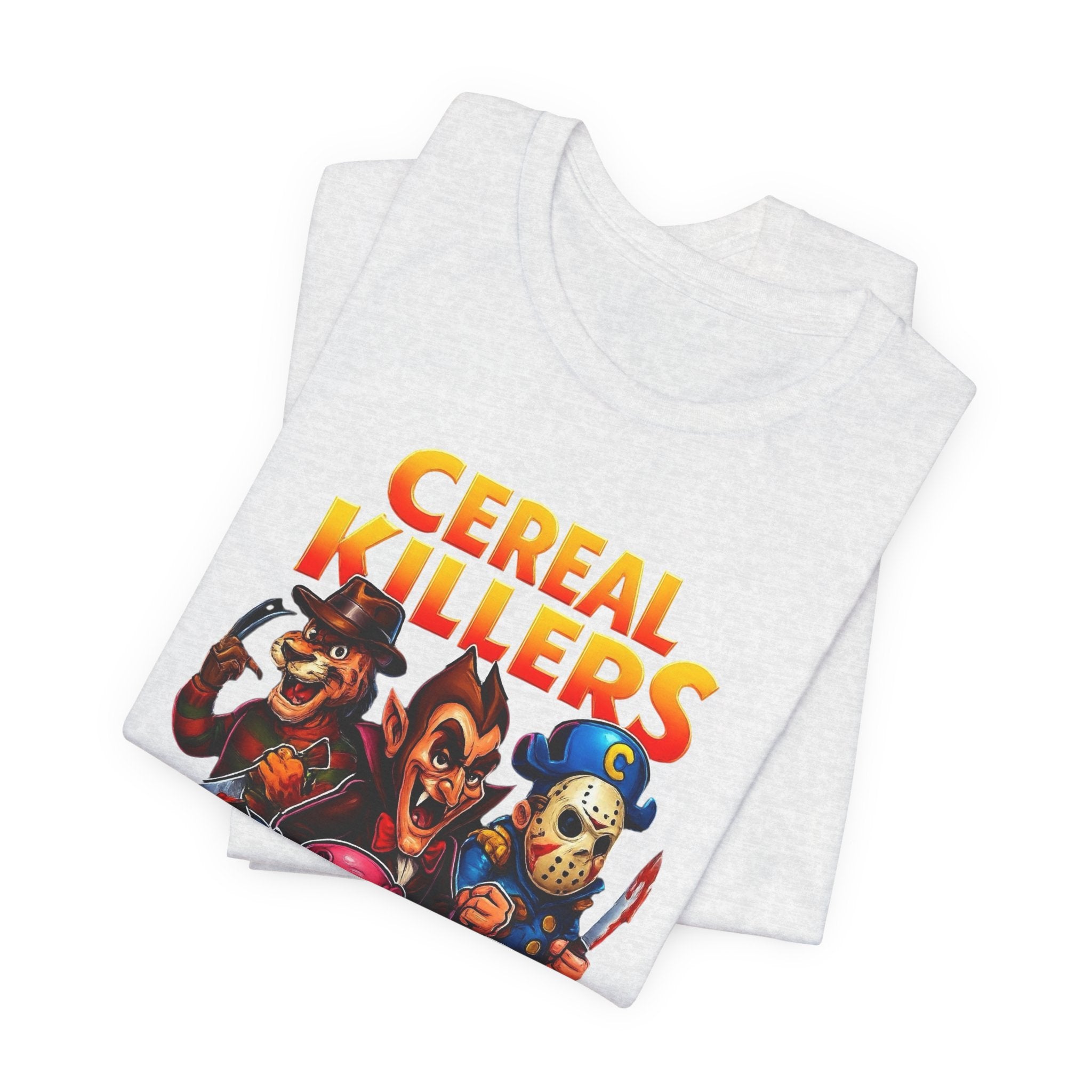 Cereal Killers Parody Horror Cartoon T-Shirt | Funny Cereal Villains Graphic Tee