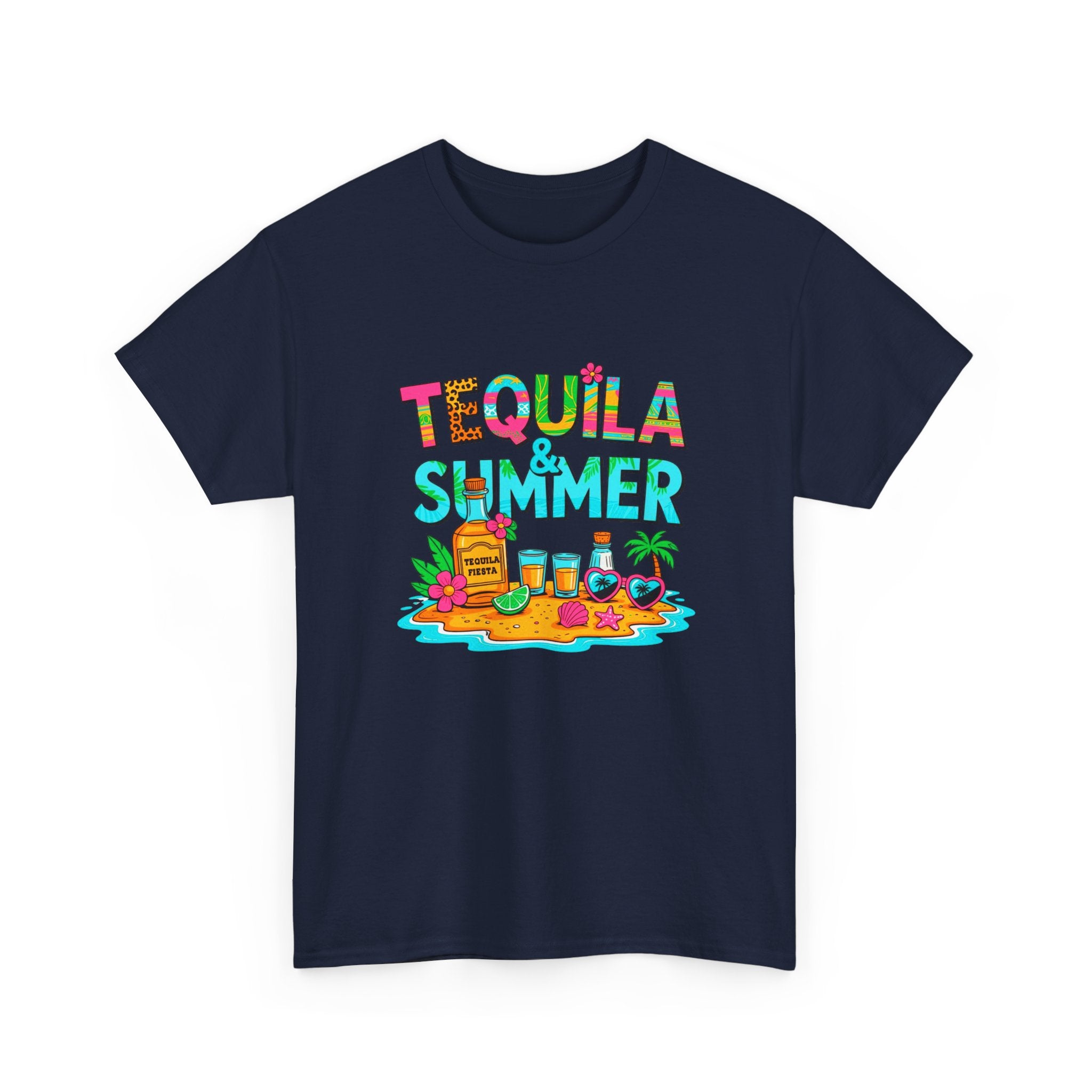 Tequila Summer Tee – Tropical Beach Cocktail Graphic T-Shirt