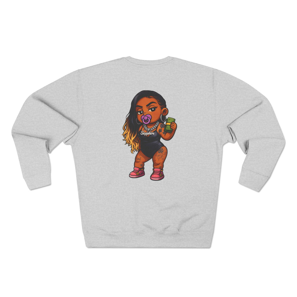 Baddies Baby Crewneck Sweatshirt — Cute Badass Cartoon Graphic