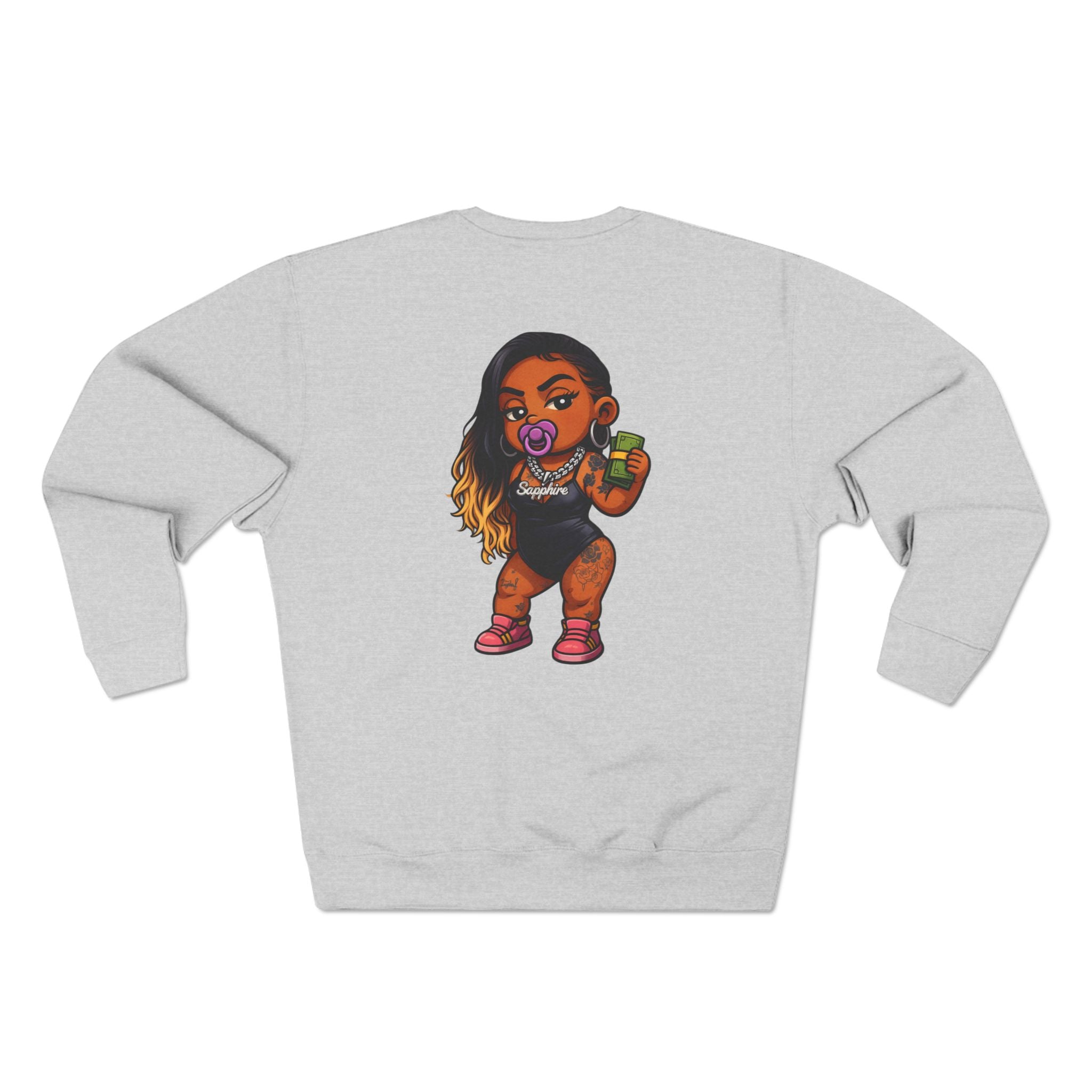 Baddies Baby Crewneck Sweatshirt — Cute Badass Cartoon Graphic