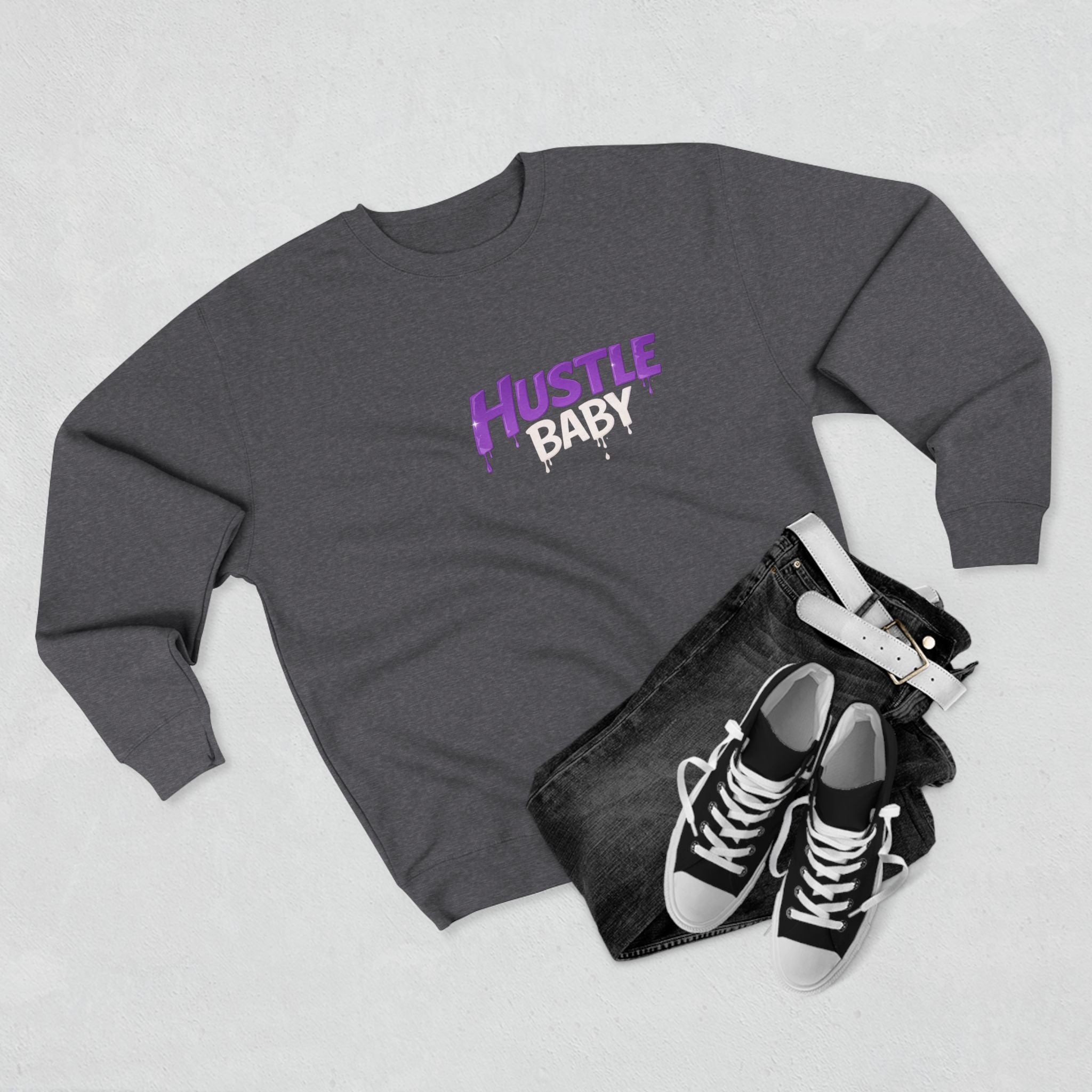 Hustle Baby Crewneck Sweatshirt – SWO Hustle Baby Front Logo & Back Graphic