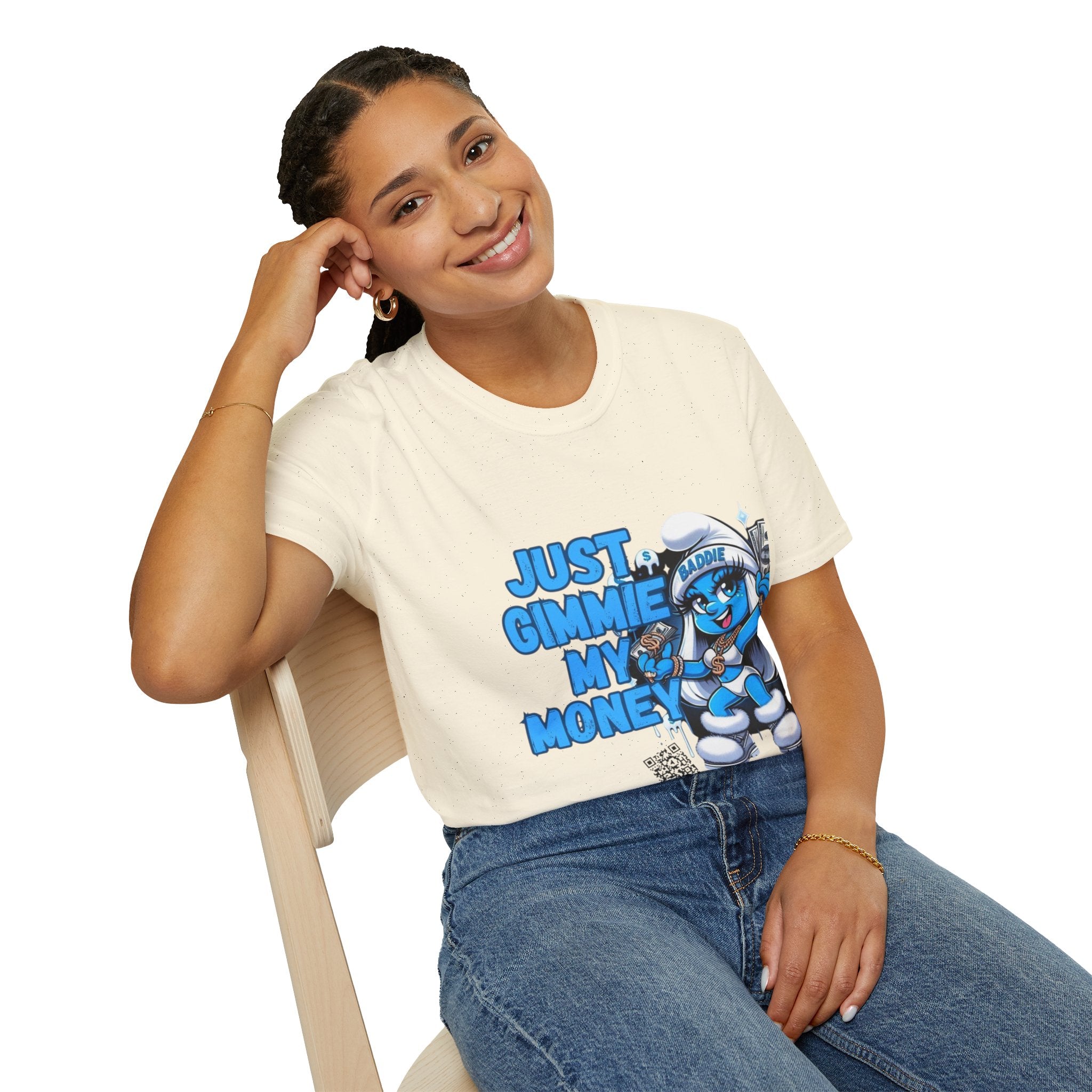 Just Gimmie My Money T-Shirt — Cute Blue Character Graphic Tee