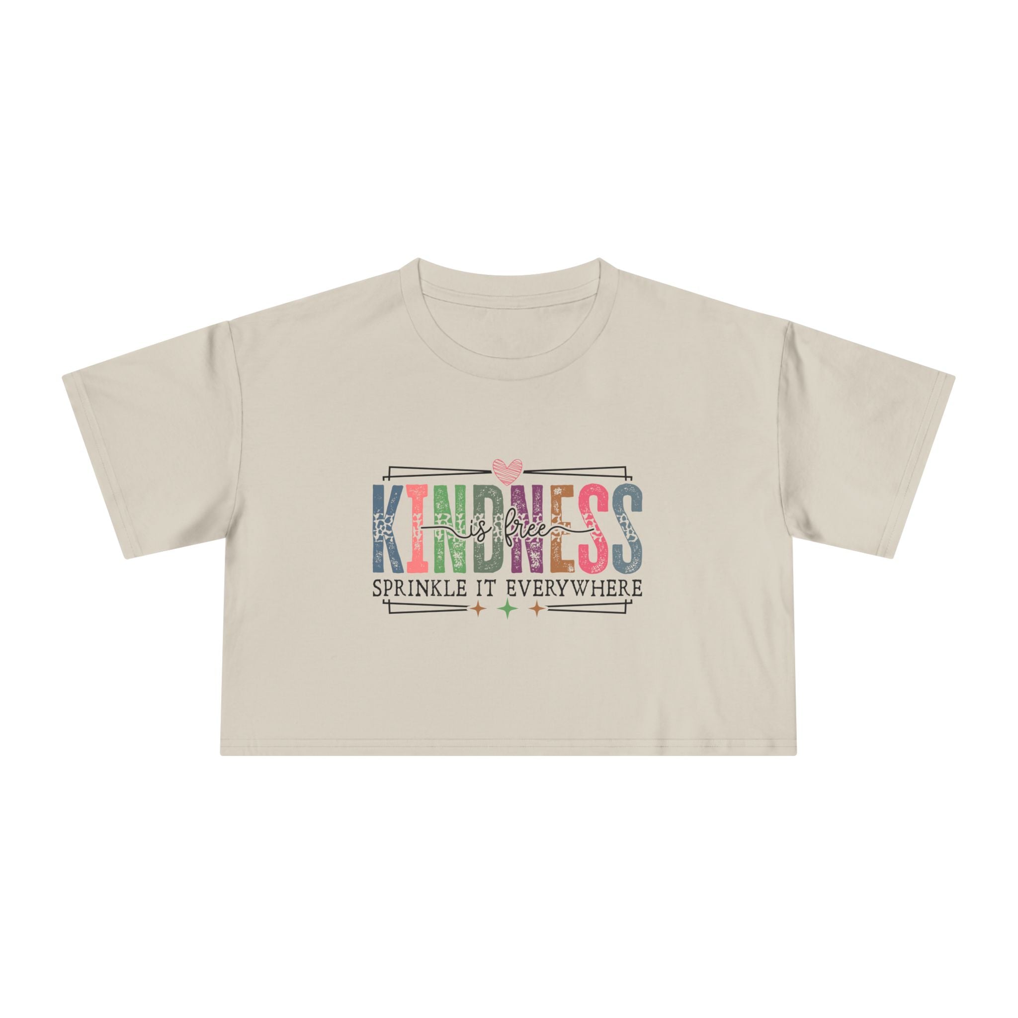 Crop Tee — "Kindness: Sprinkle It Everywhere" Floral Graphic