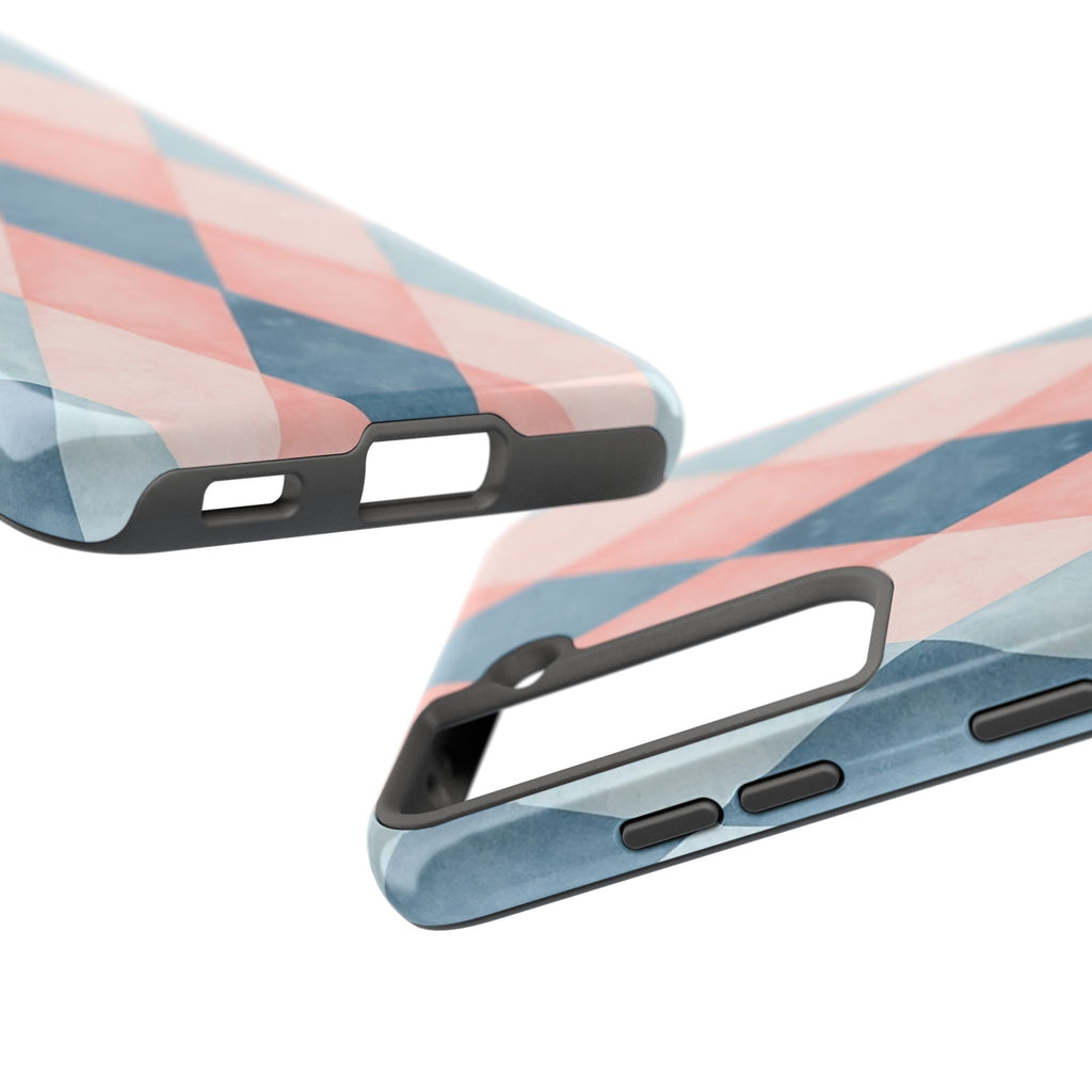 Pastel Harlequin Tough Phone Case — Blue & Pink Diamond Pattern