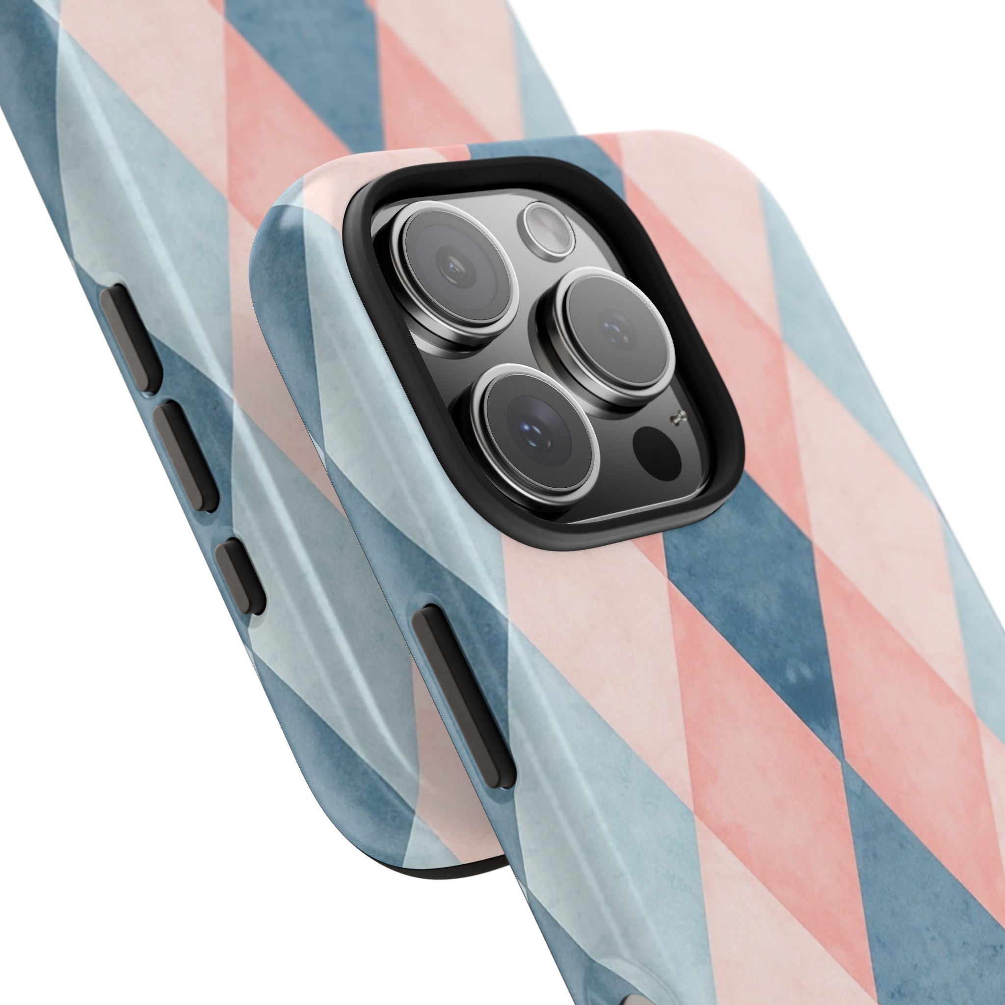 Pastel Harlequin Tough Phone Case — Blue & Pink Diamond Pattern
