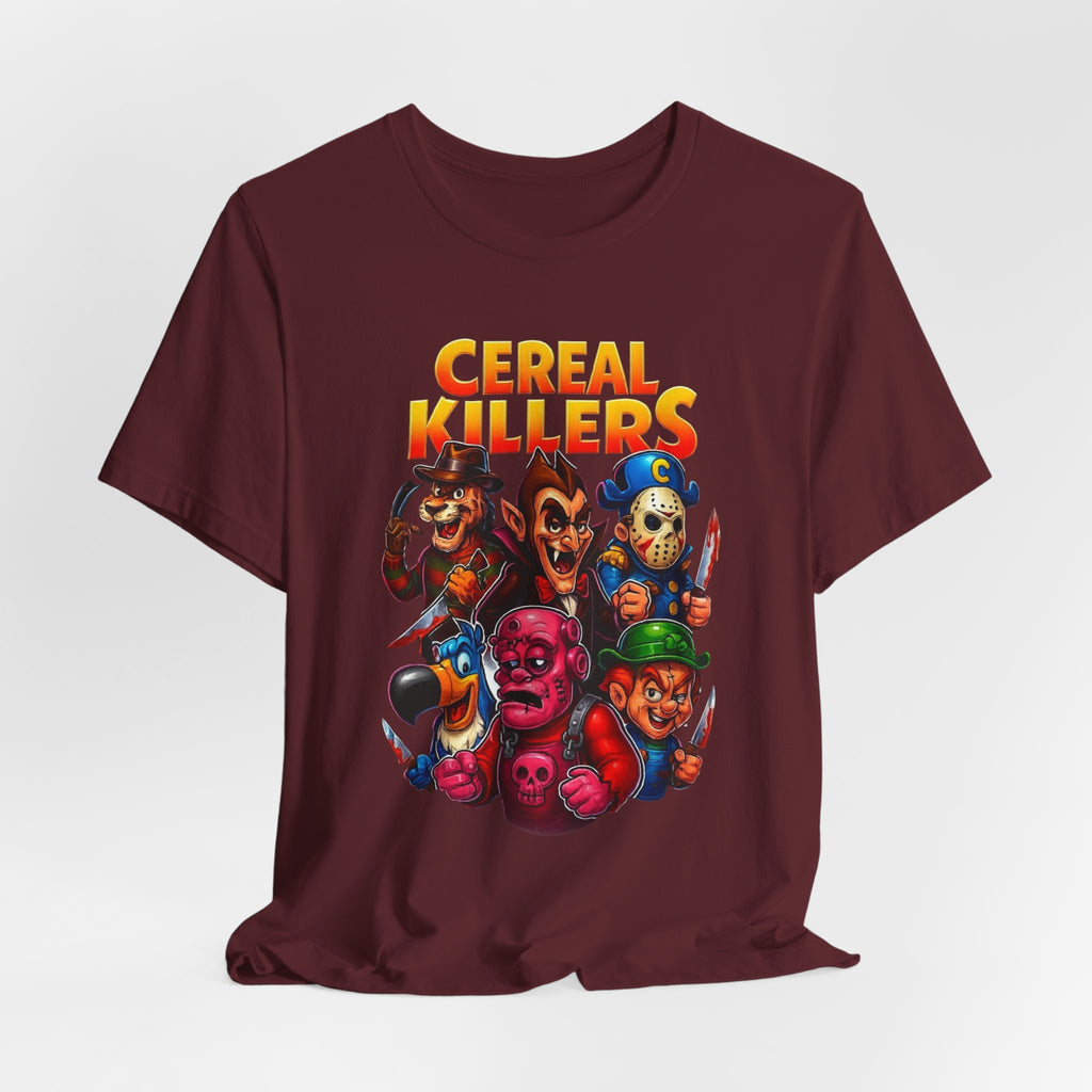 Cereal Killers Parody Horror Cartoon T-Shirt | Funny Cereal Villains Graphic Tee